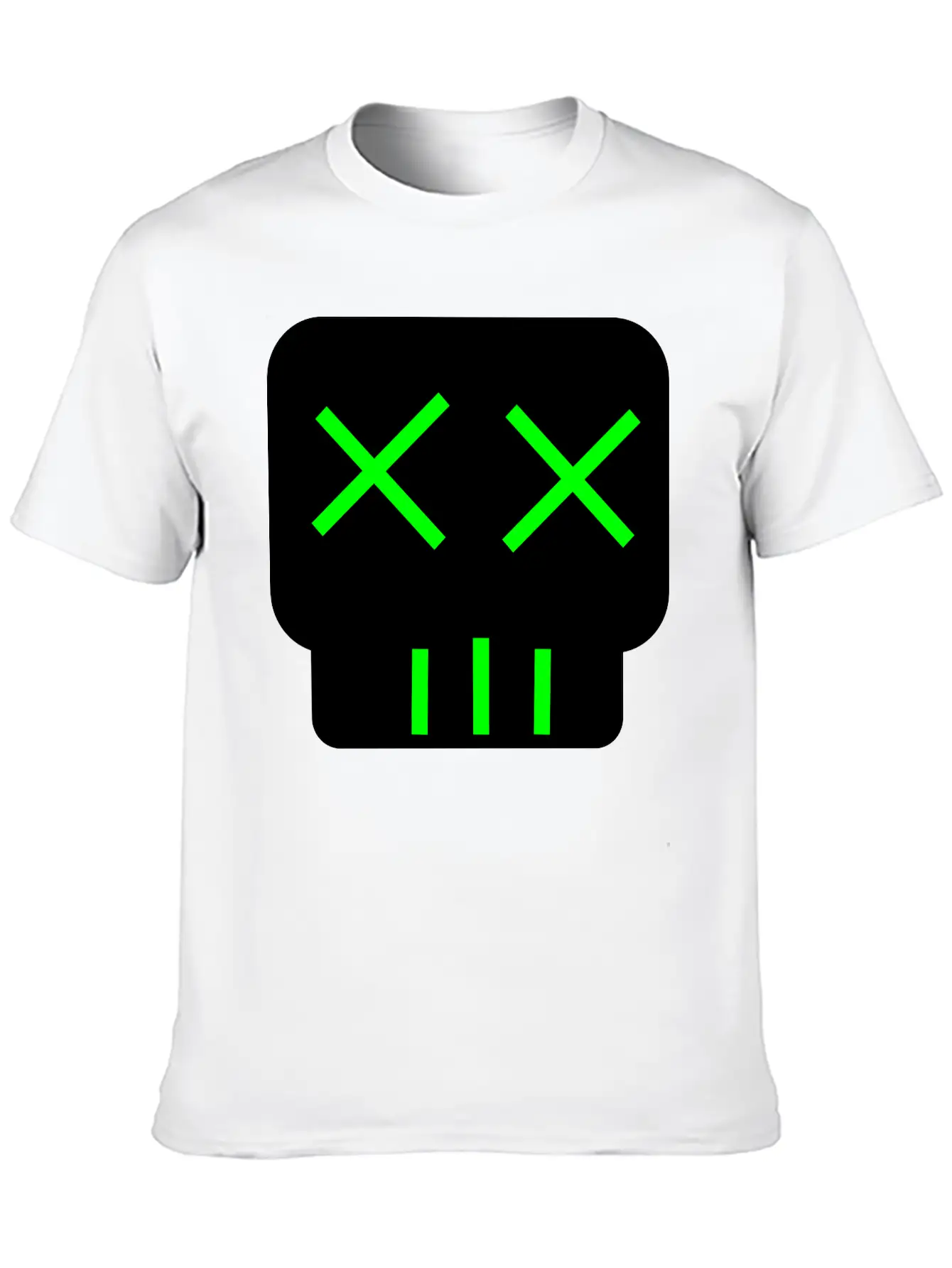Neon Green Skullkid Essential Cotton Tee For Daily Outfits – Unisex Style