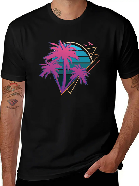 Neon Palm Trees Essential Cotton Tee For Daily Outfits – Unisex Style