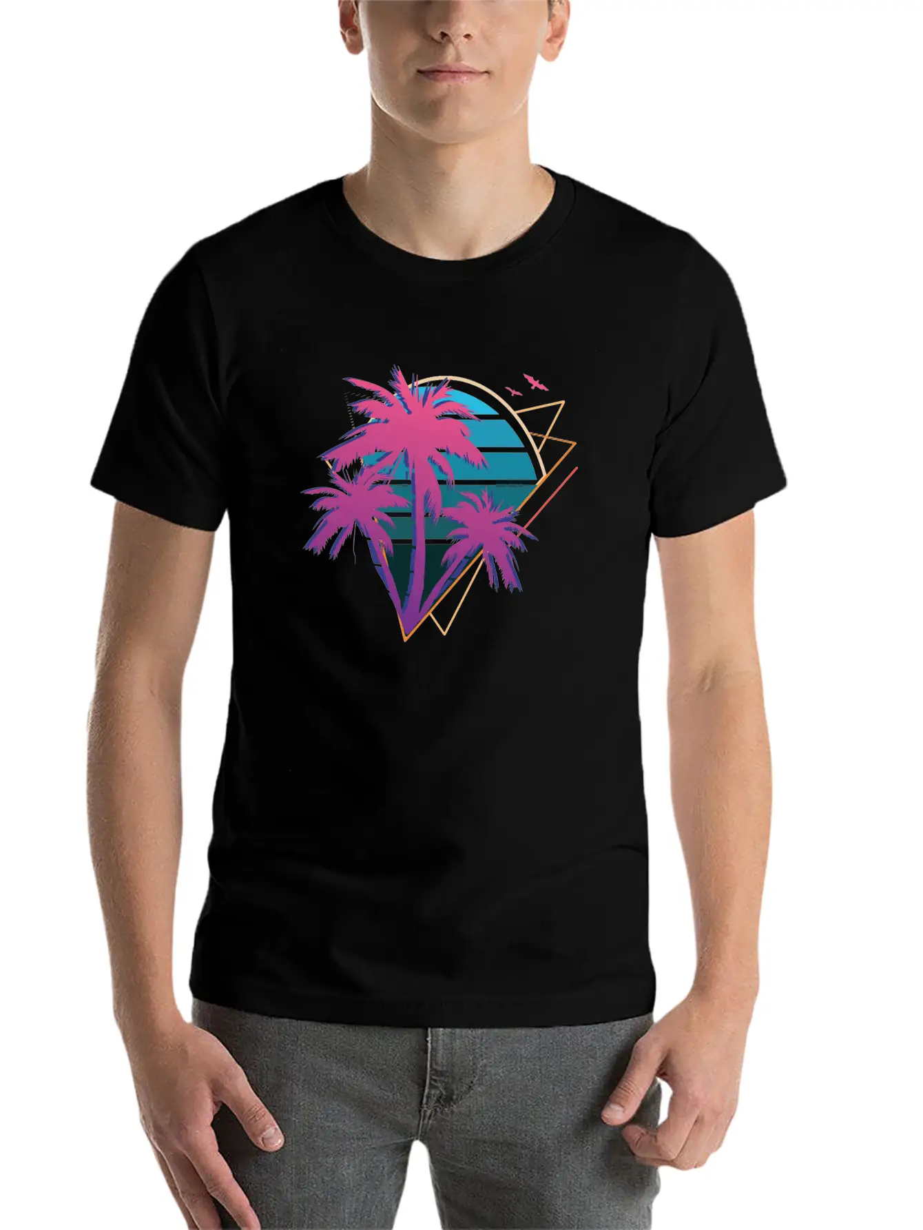Neon Palm Trees Essential Cotton Tee For Daily Outfits – Unisex Style