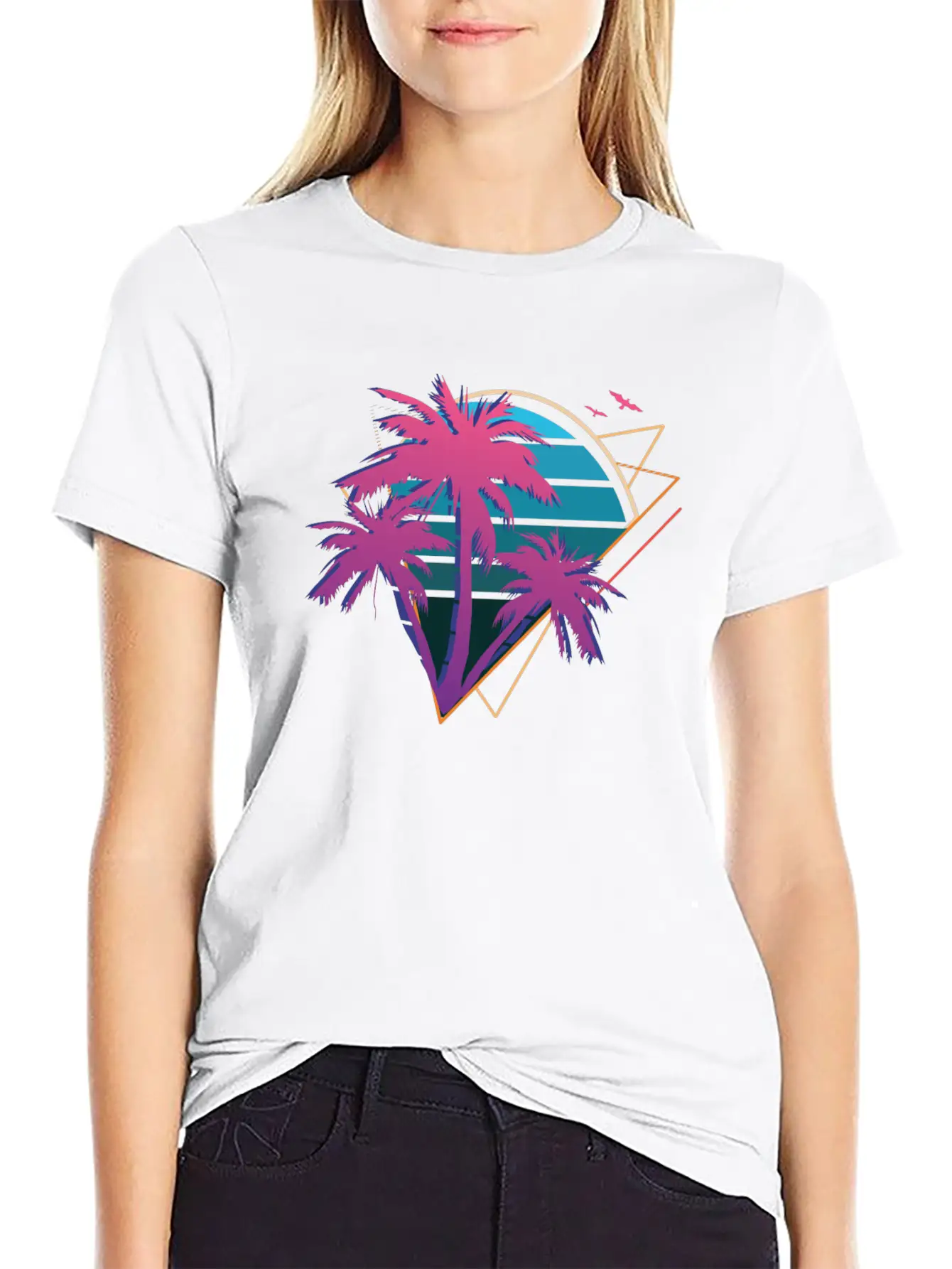 Neon Palm Trees Essential Cotton Tee For Daily Outfits – Unisex Style