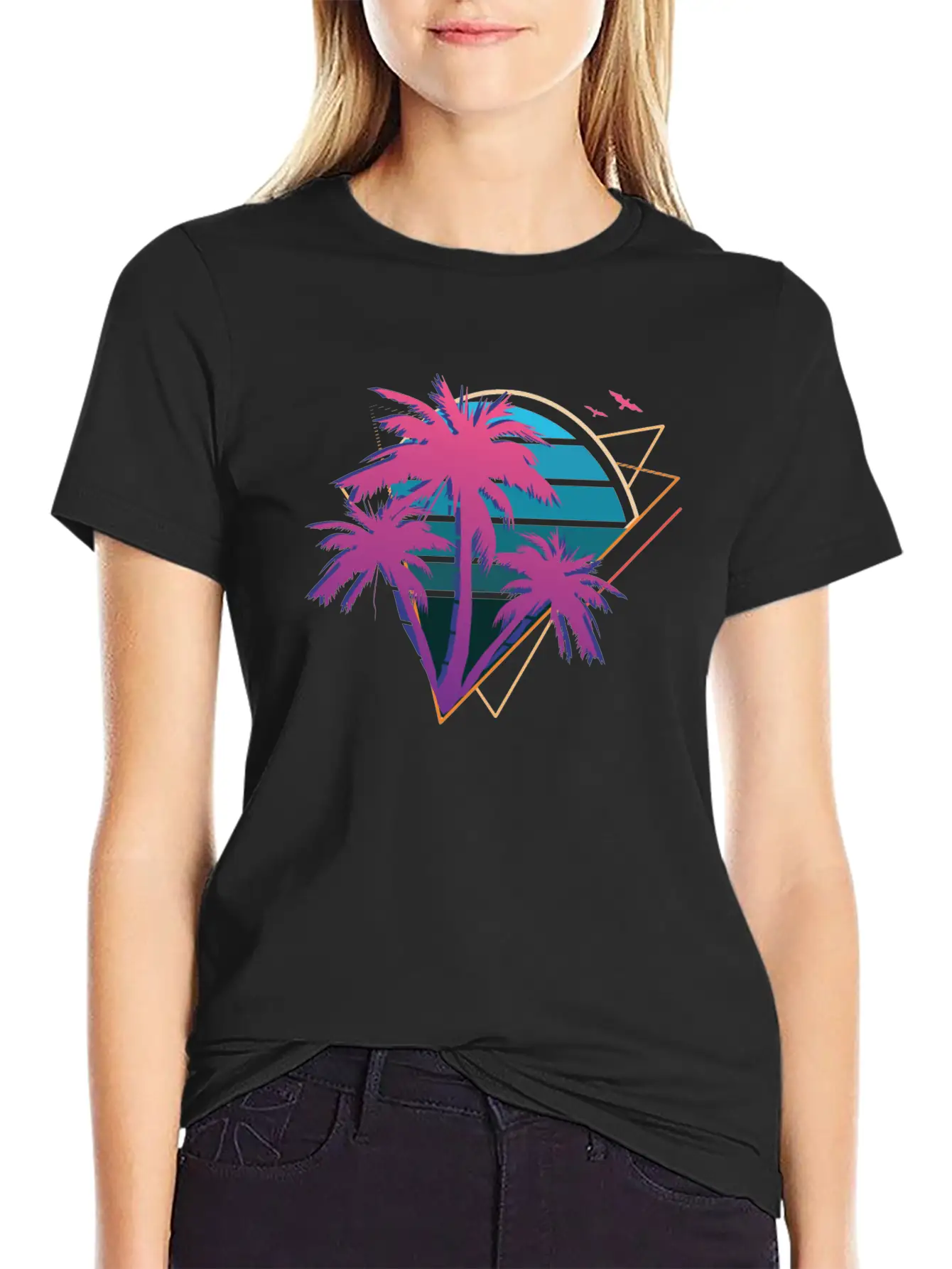 Neon Palm Trees Essential Cotton Tee For Daily Outfits – Unisex Style