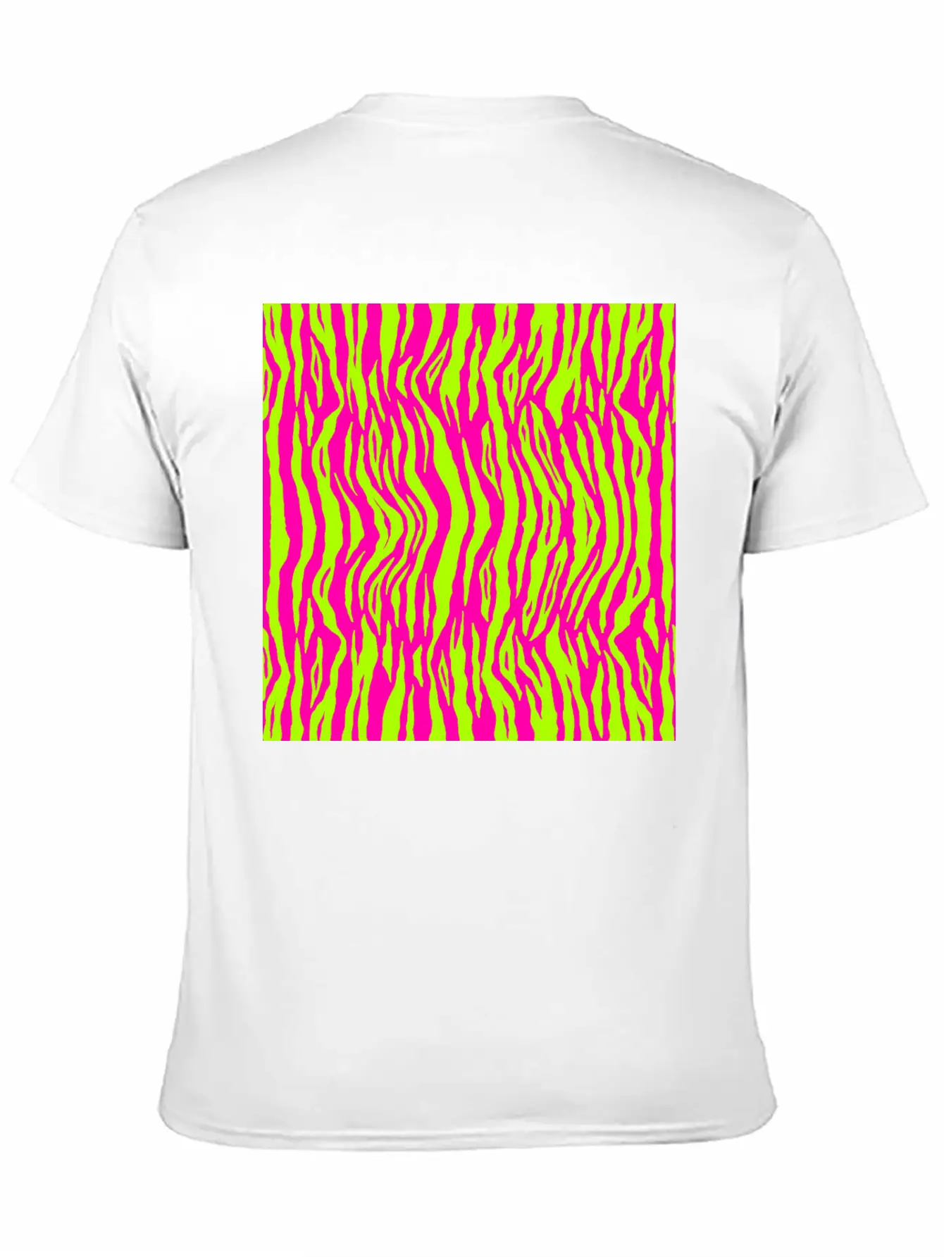 Neon Pink Green Tiger Pattern Essential Cotton Tee For Daily Outfits – Unisex Style