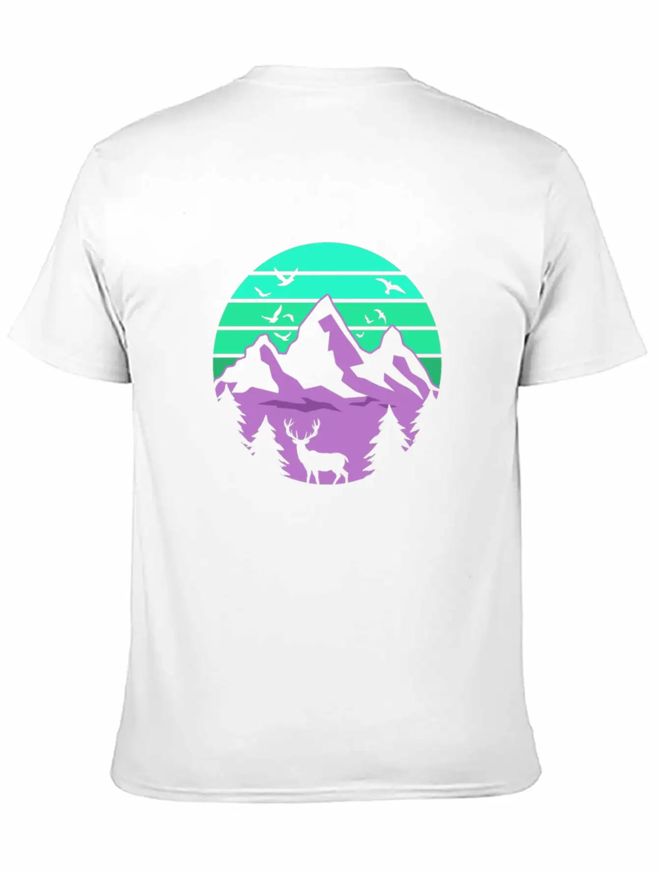 Neon Retro Style Mountain Lightweight Cotton T-Shirt – Daily Comfort Graphic Shirt