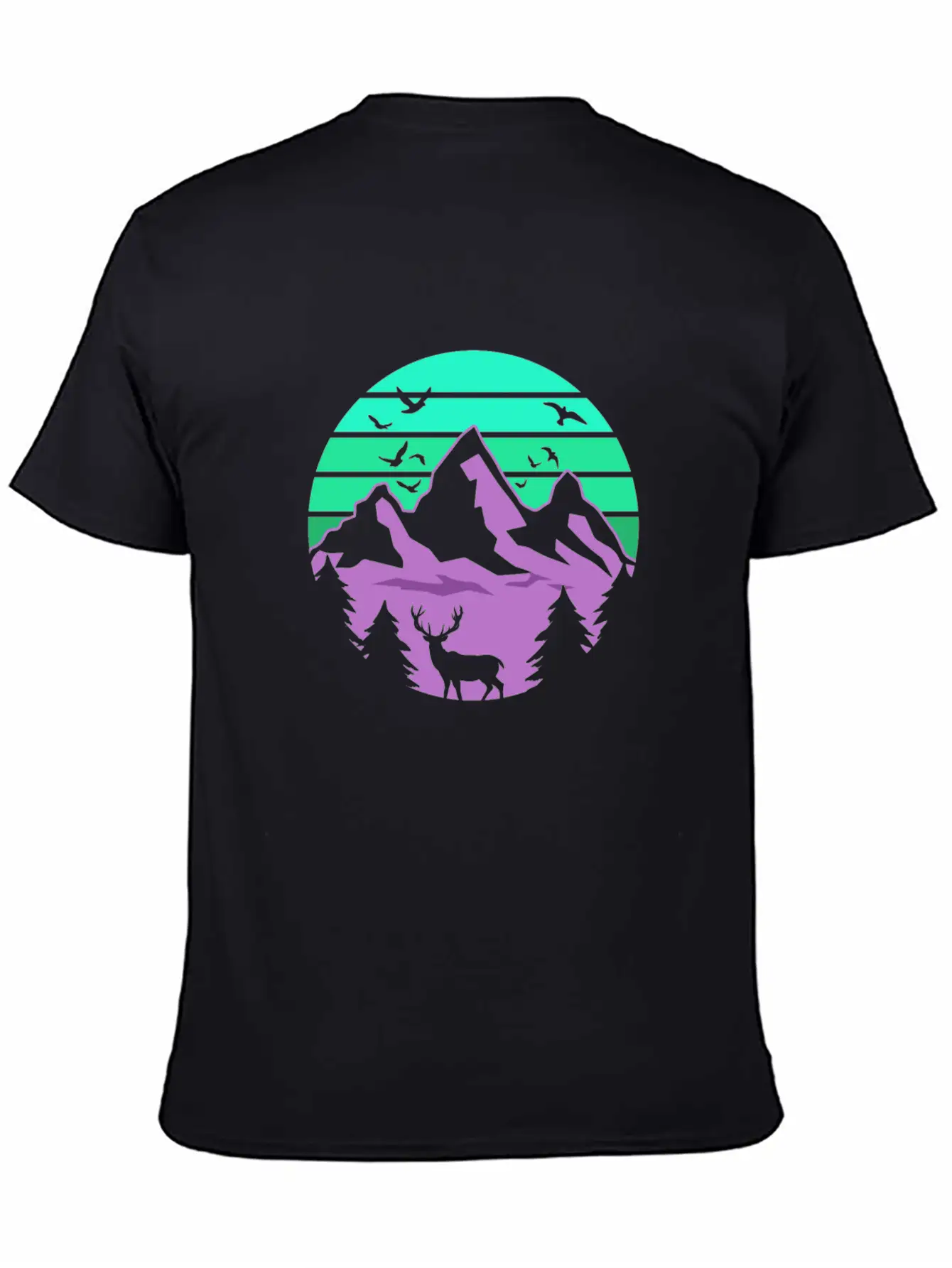 Neon Retro Style Mountain Lightweight Cotton T-Shirt – Daily Comfort Graphic Shirt