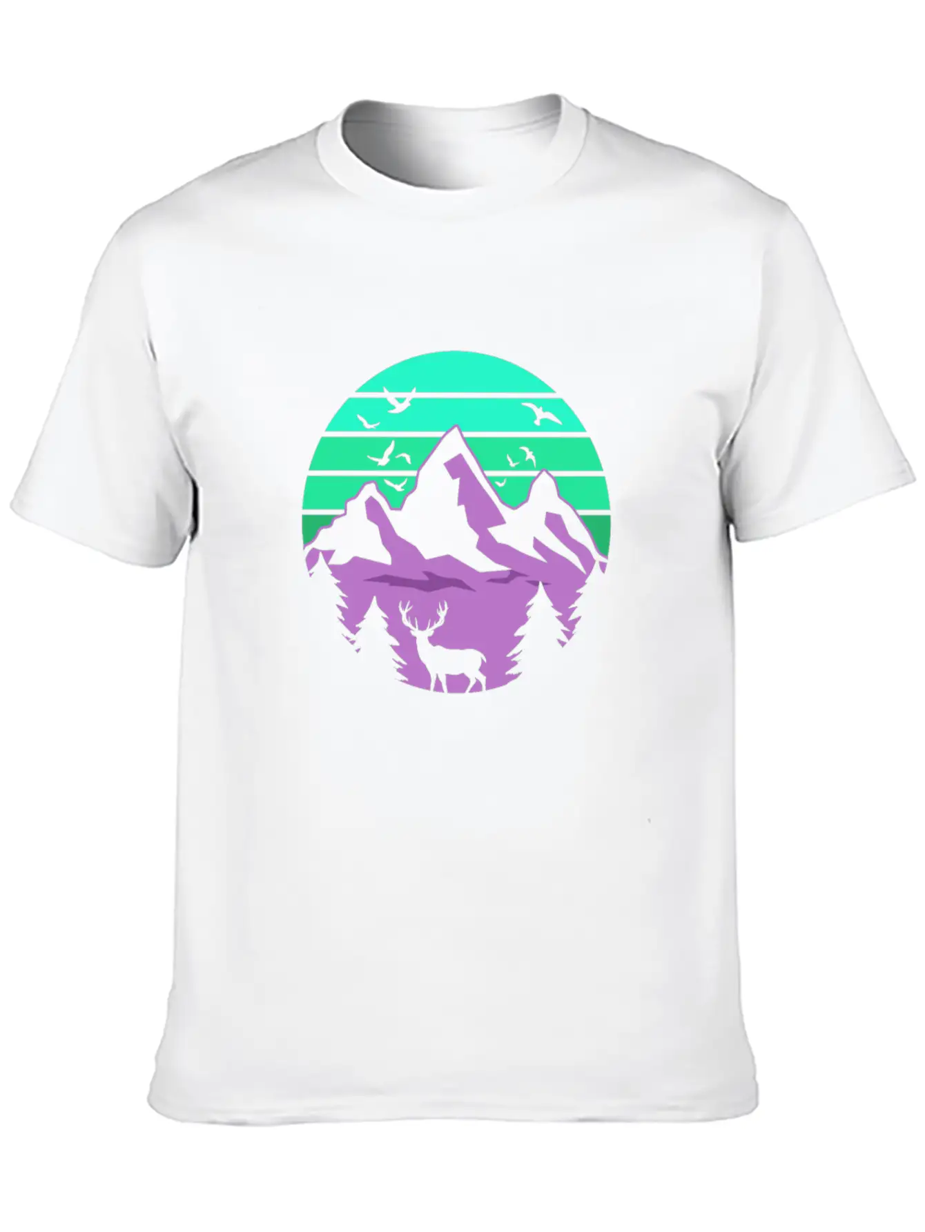 Neon Retro Style Mountain Lightweight Cotton T-Shirt – Daily Comfort Graphic Shirt