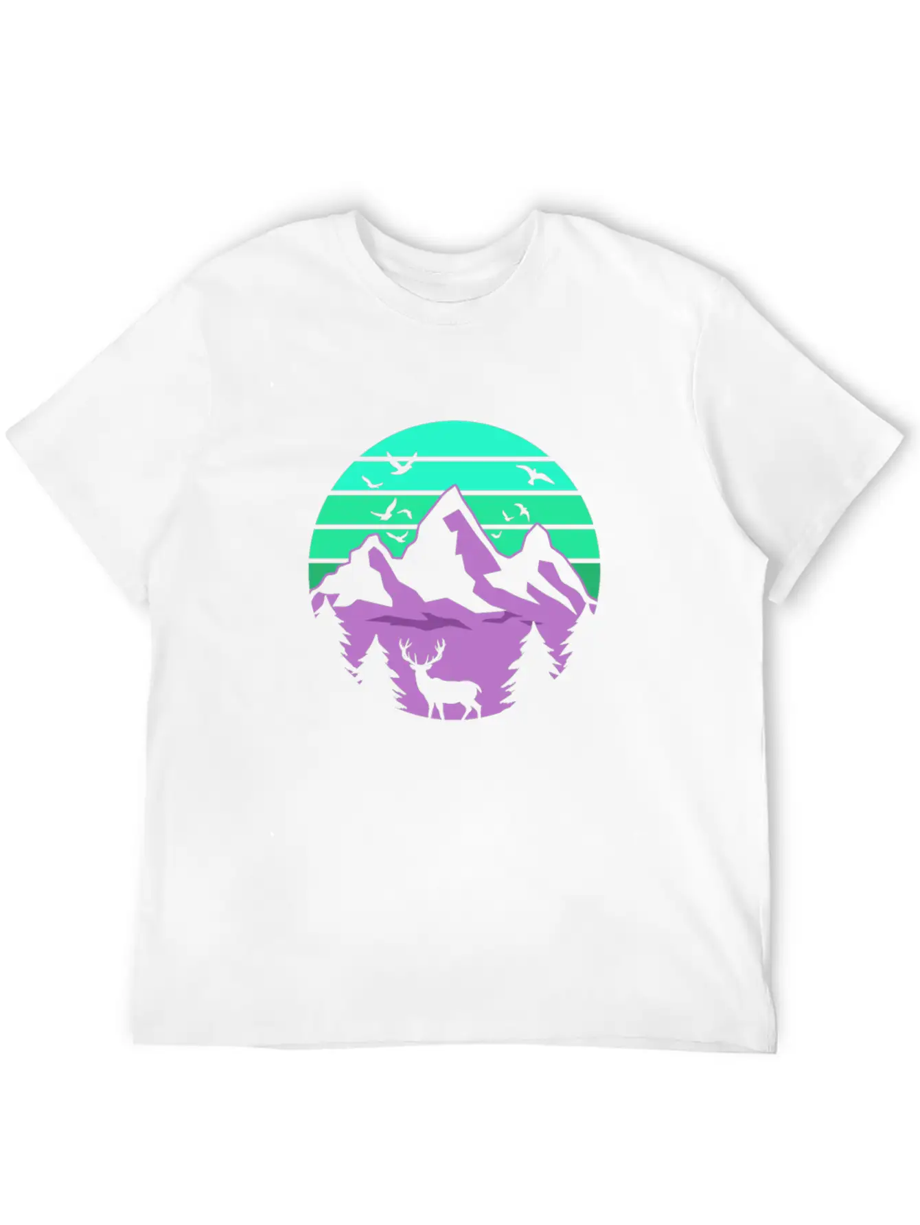 Neon Retro Style Mountain Lightweight Cotton T-Shirt – Daily Comfort Graphic Shirt