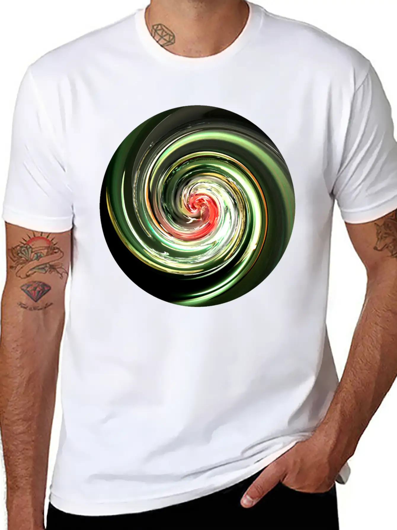 Neon Spiral Ball Modern Fit Casual T-Shirt ��� Clean And Versatile Design
