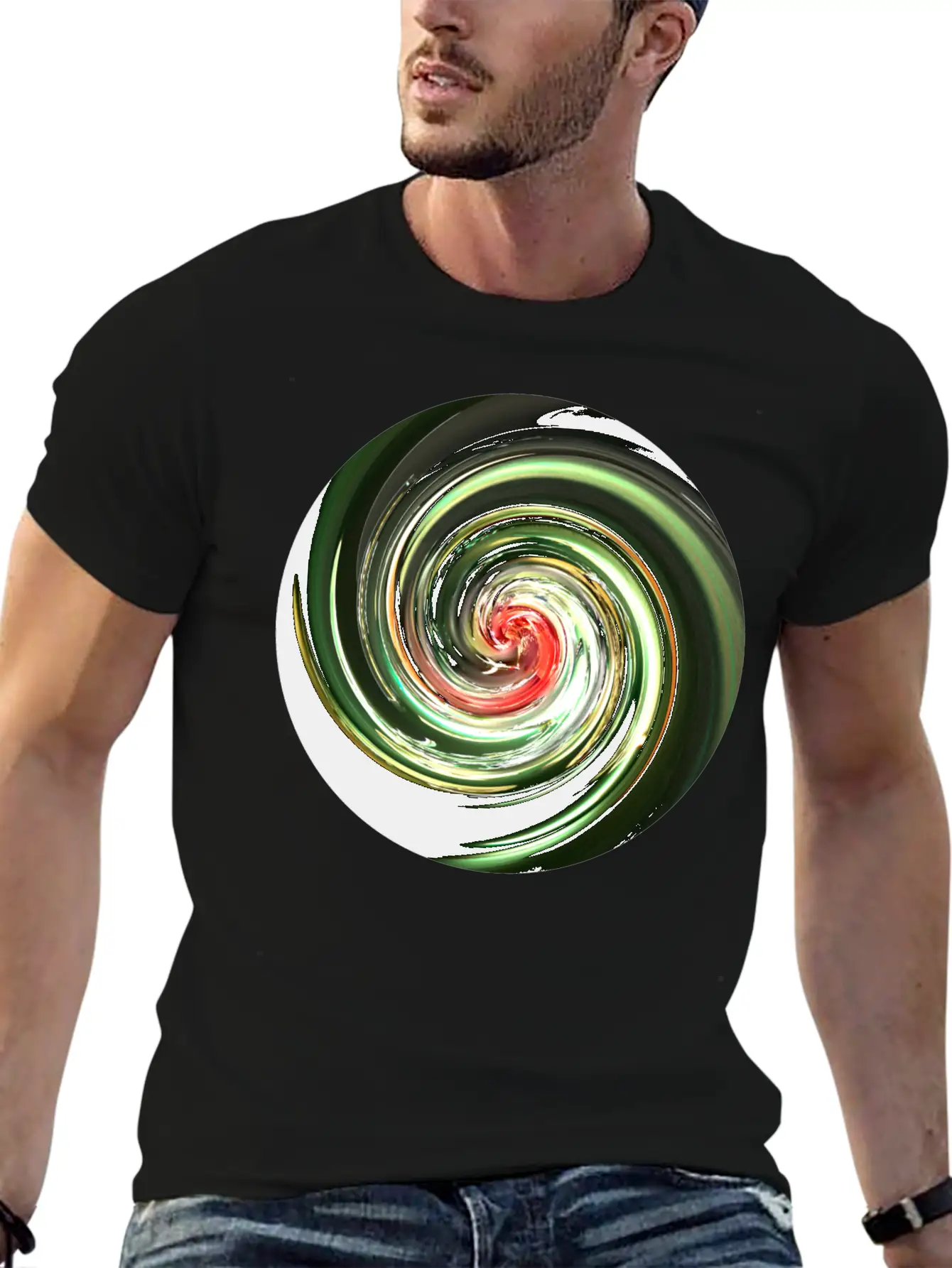 Neon Spiral Ball Modern Fit Casual T-Shirt ��� Clean And Versatile Design