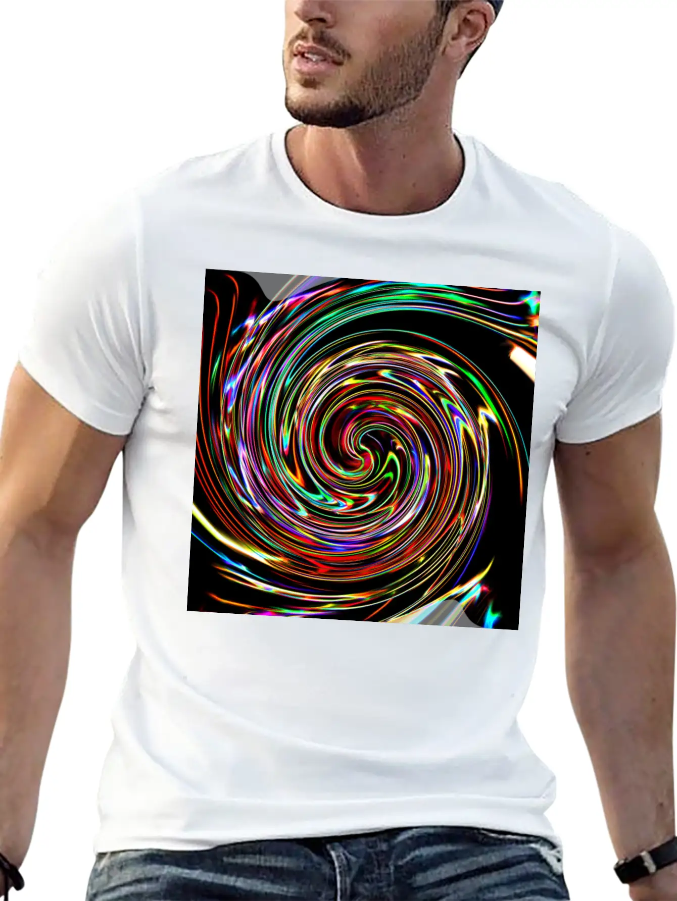 Neon Spirals, Neon Spiralen Basic Graphic T-Shirt – Daily Comfort In Soft Cotton