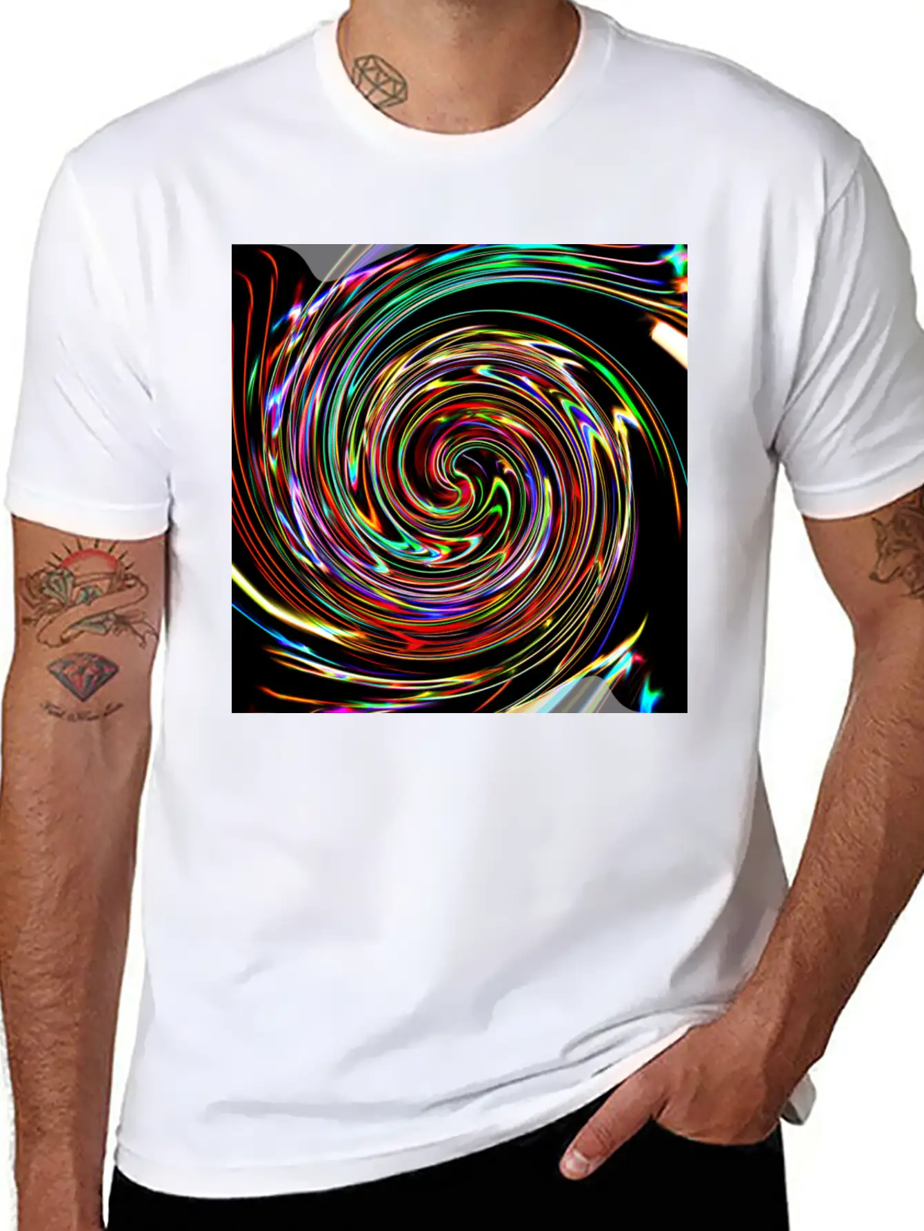 Neon Spirals, Neon Spiralen Basic Graphic T-Shirt – Daily Comfort In Soft Cotton