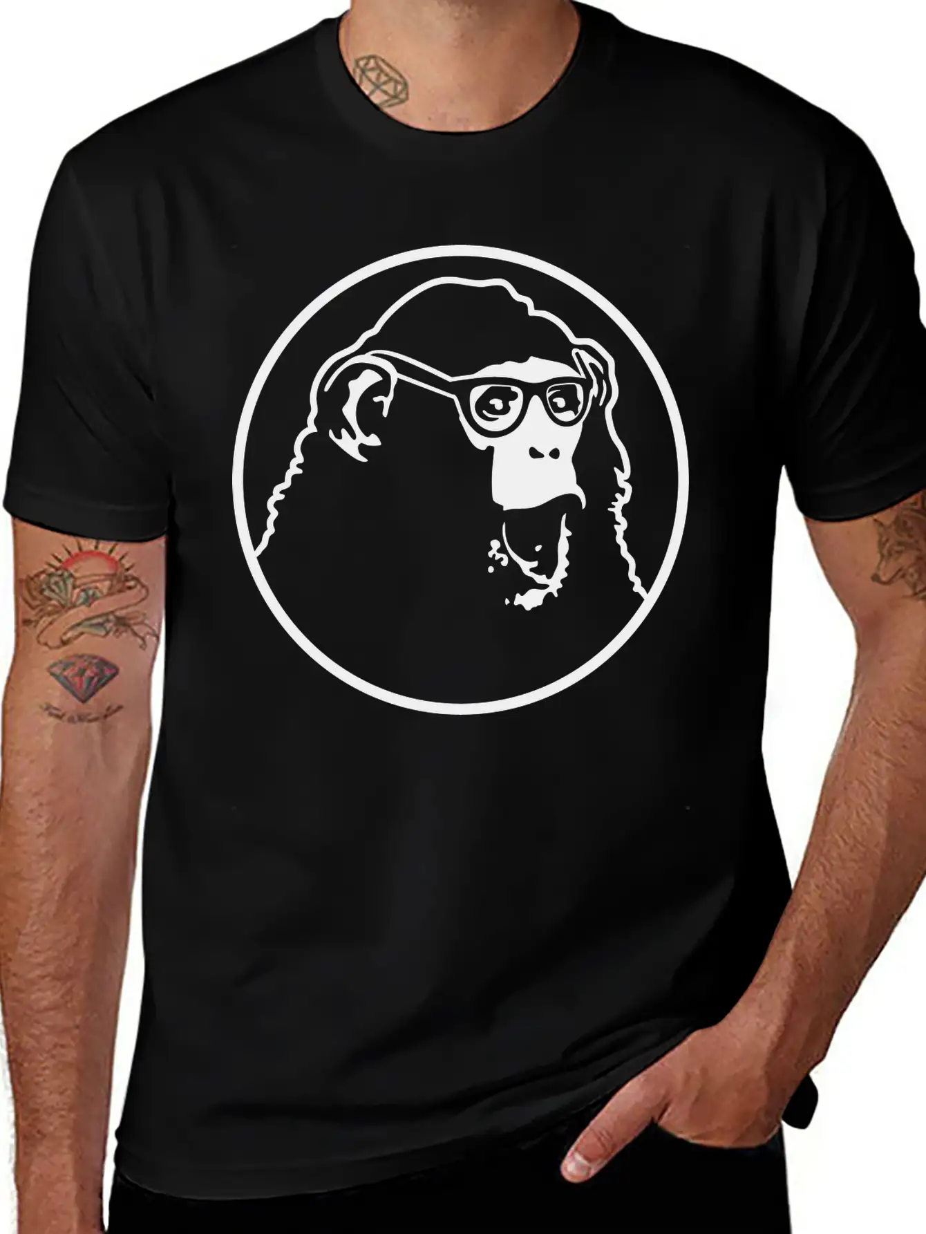 Nerd Ape With Glasses Comfortable Minimalist Graphic Tee – Summer Style Essential