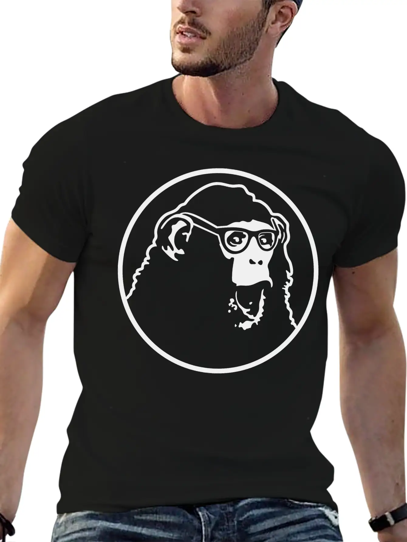 Nerd Ape With Glasses Comfortable Minimalist Graphic Tee – Summer Style Essential