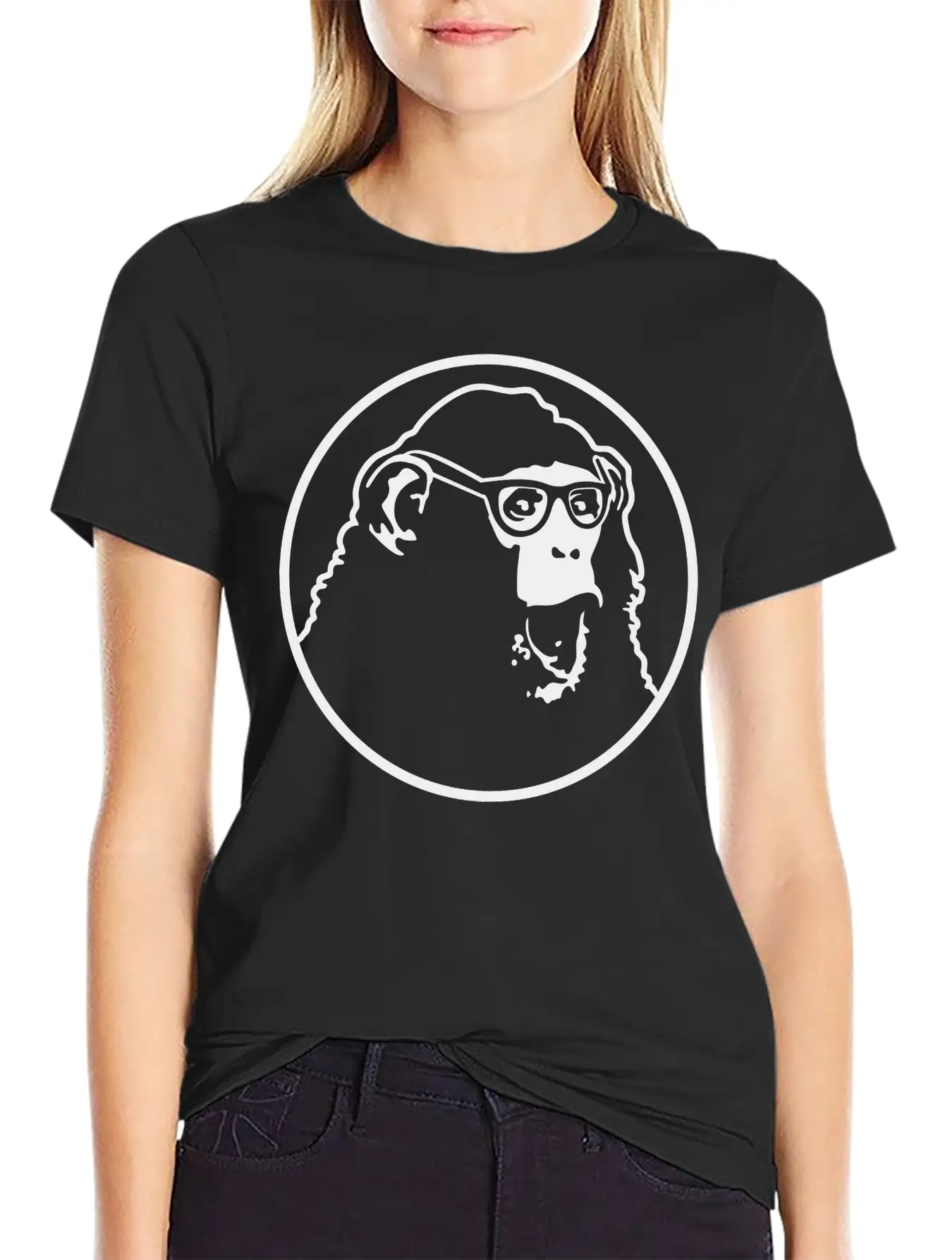 Nerd Ape With Glasses Comfortable Minimalist Graphic Tee – Summer Style Essential