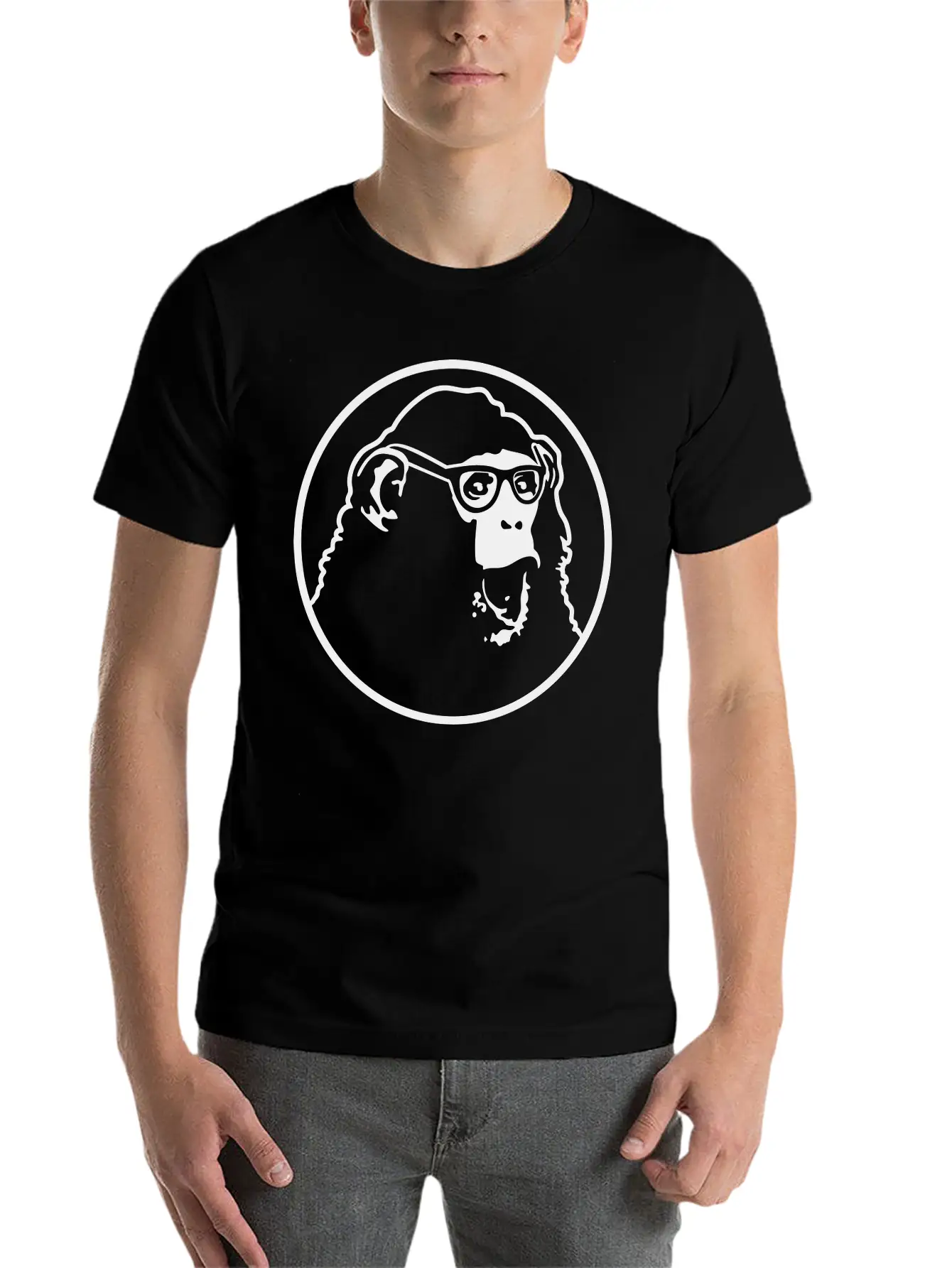 Nerd Ape With Glasses Comfortable Minimalist Graphic Tee – Summer Style Essential
