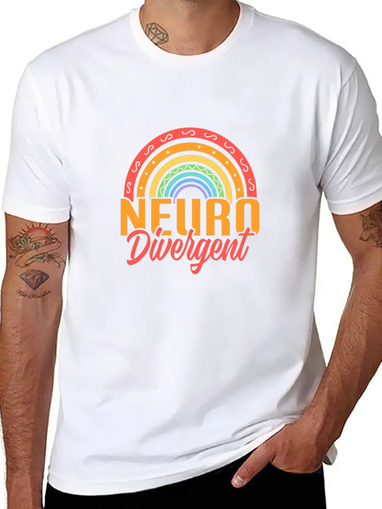 Neurodivergent Rainbow Unisex Casual T-Shirt – Clean Design For Daily Comfort