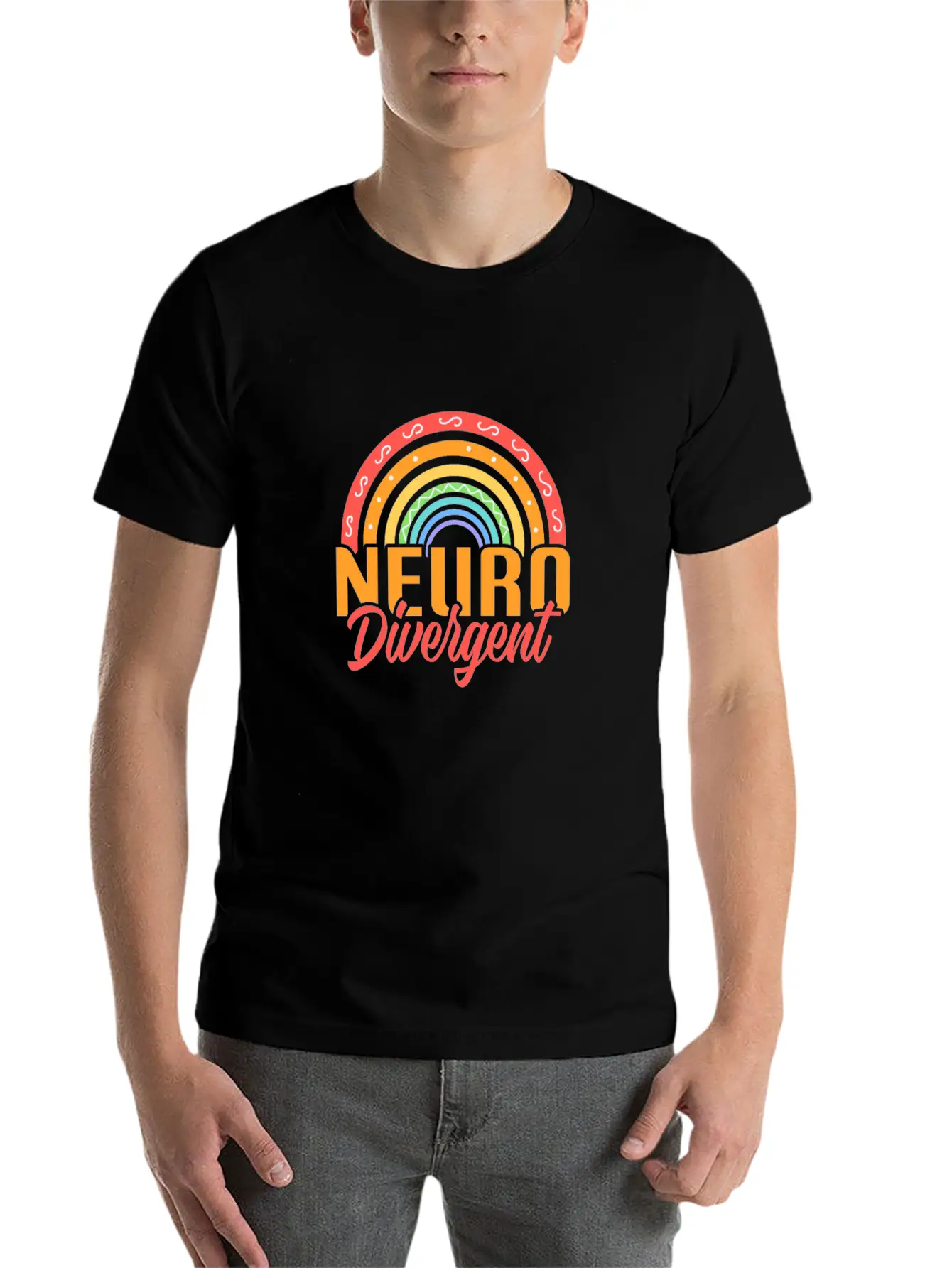 Neurodivergent Rainbow Unisex Casual T-Shirt – Clean Design For Daily Comfort