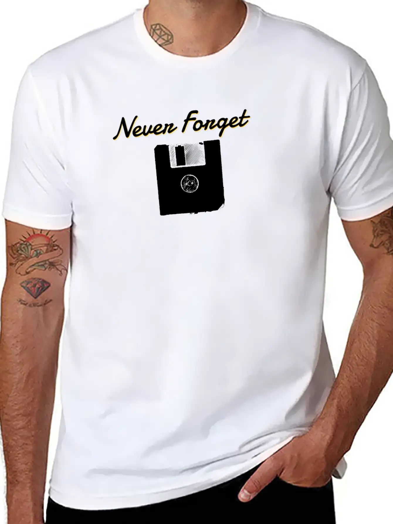 Never Forget The Floppy Disk Lightweight Cotton T-Shirt – Daily Comfort Graphic Shirt