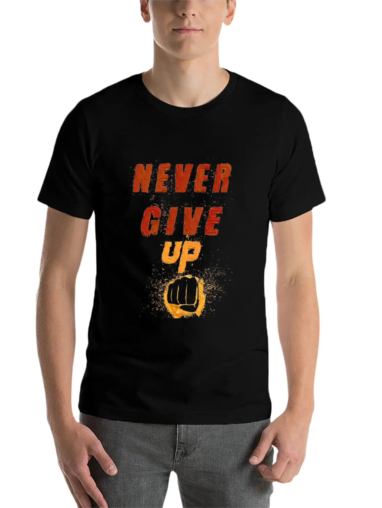 Never Give Up Classic Fit Graphic Tee For Daily Comfort – Unisex Cotton Shirt