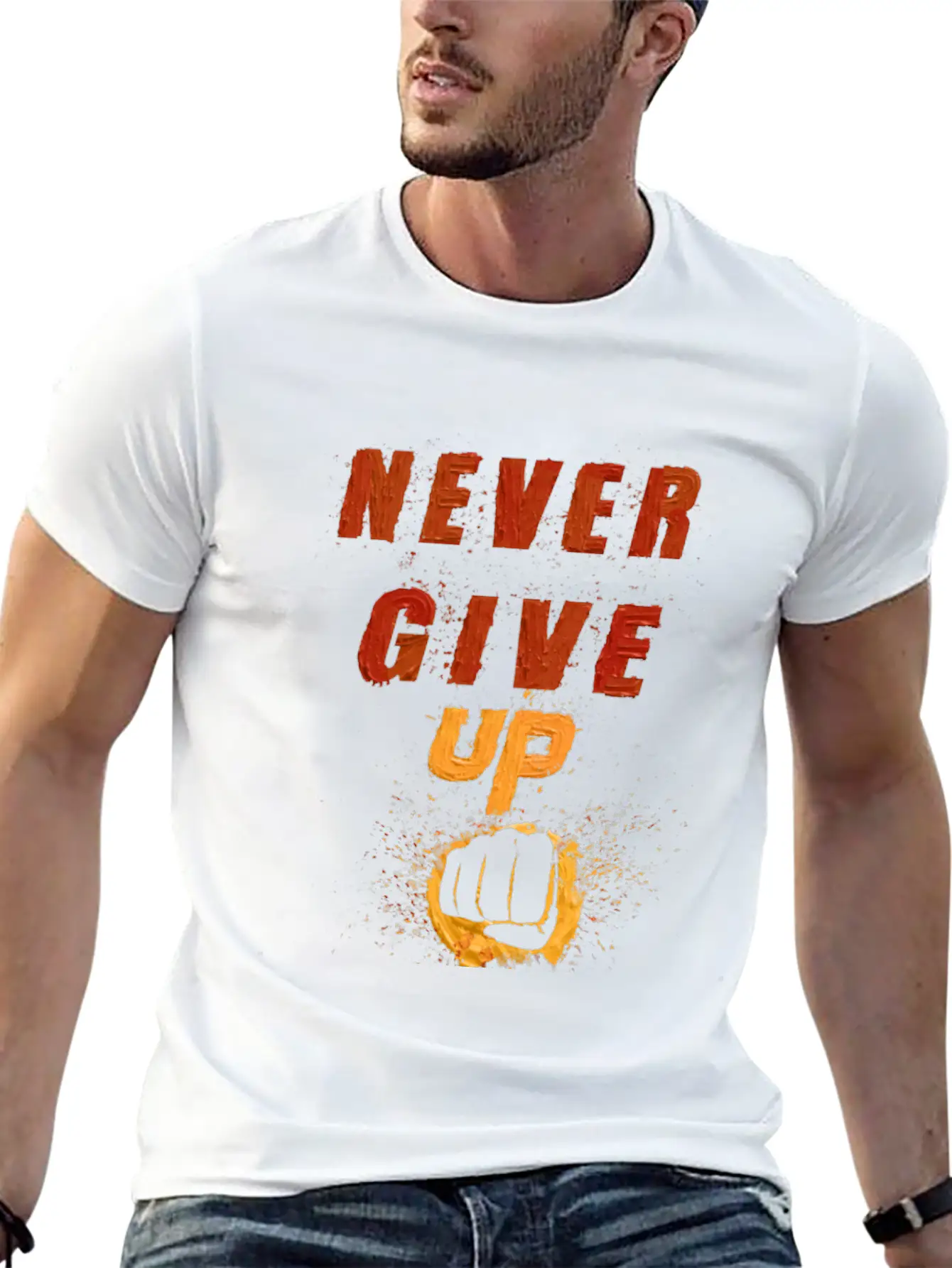 Never Give Up Classic Fit Graphic Tee For Daily Comfort – Unisex Cotton Shirt