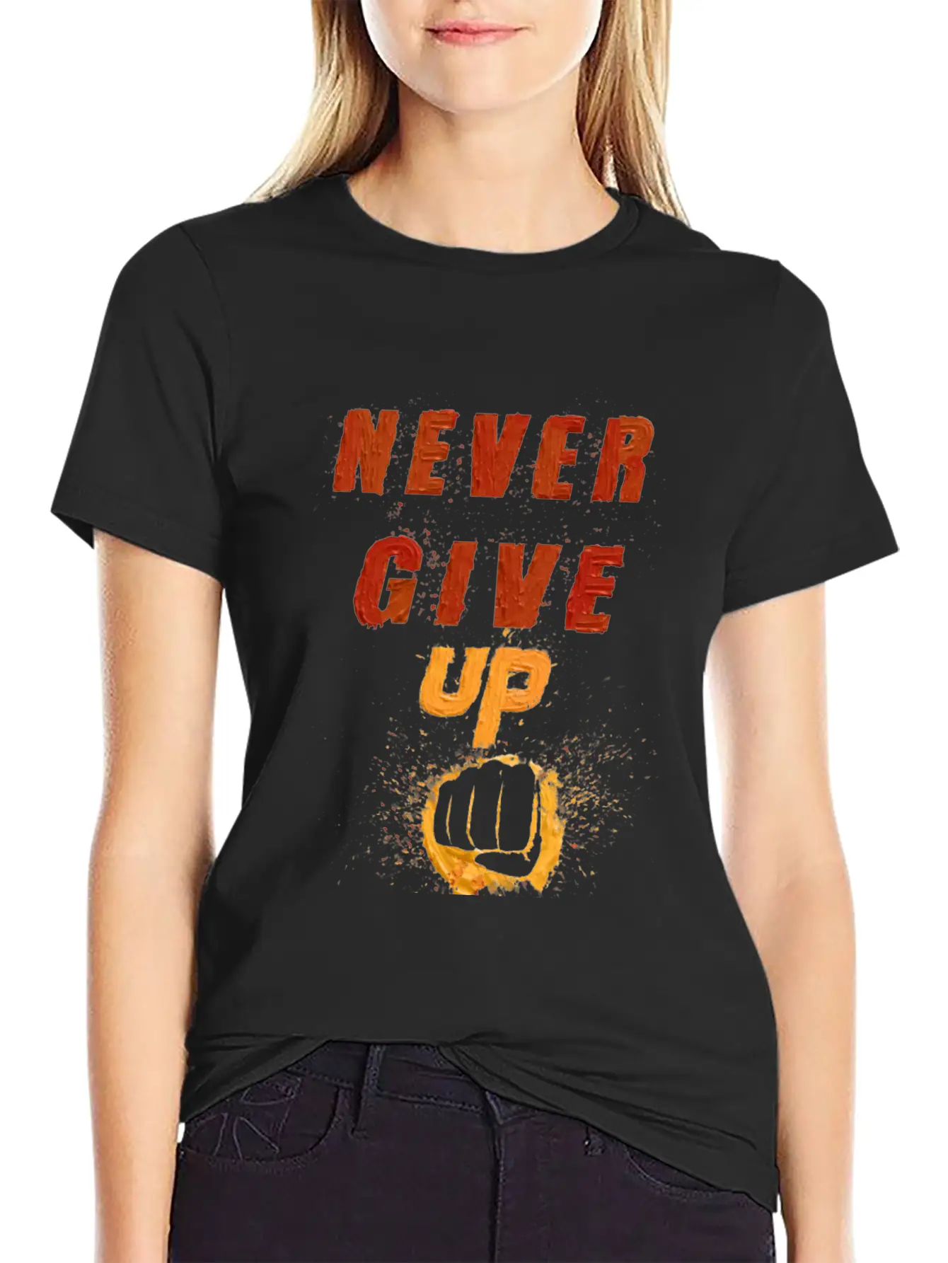 Never Give Up Classic Fit Graphic Tee For Daily Comfort – Unisex Cotton Shirt