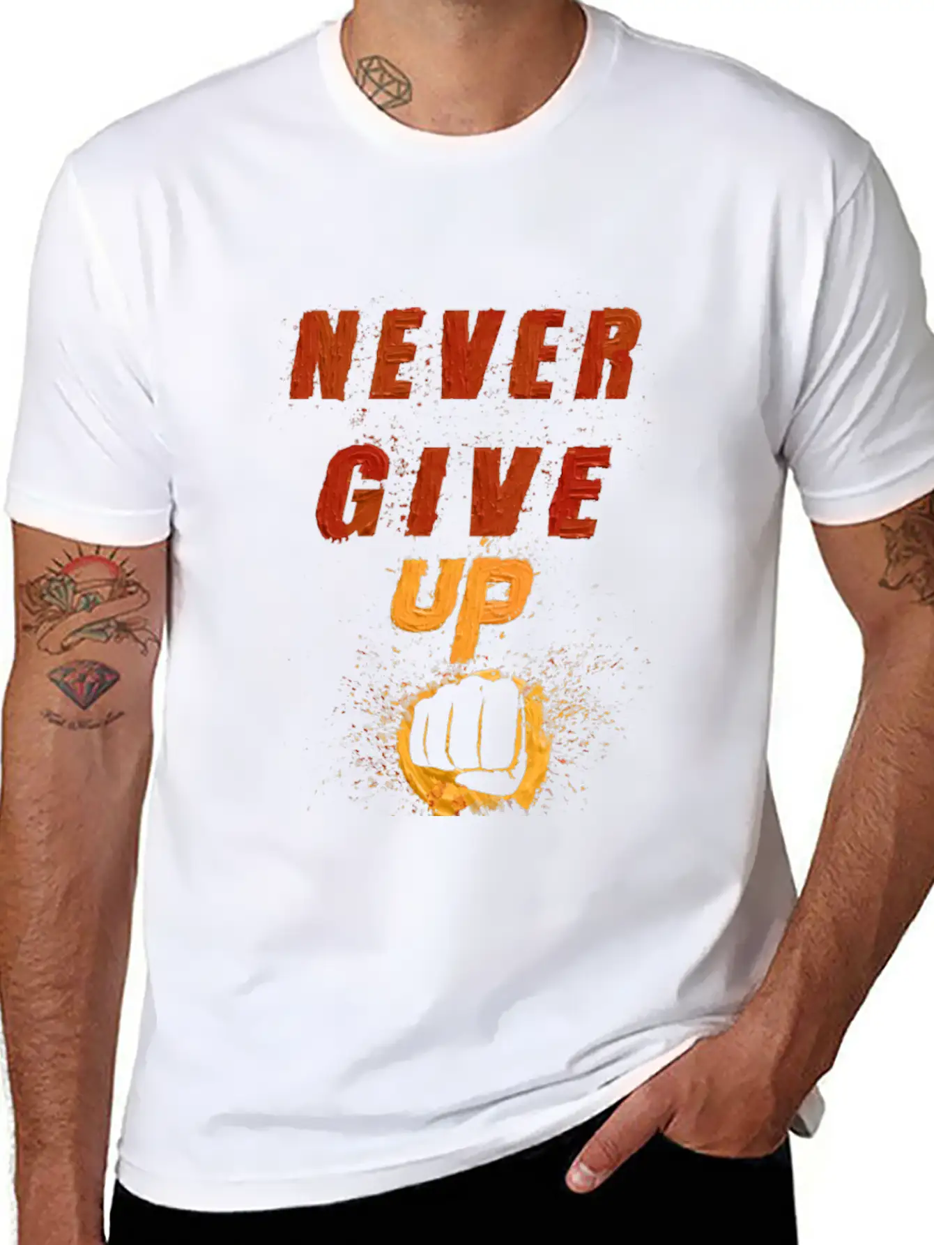 Never Give Up Classic Fit Graphic Tee For Daily Comfort – Unisex Cotton Shirt