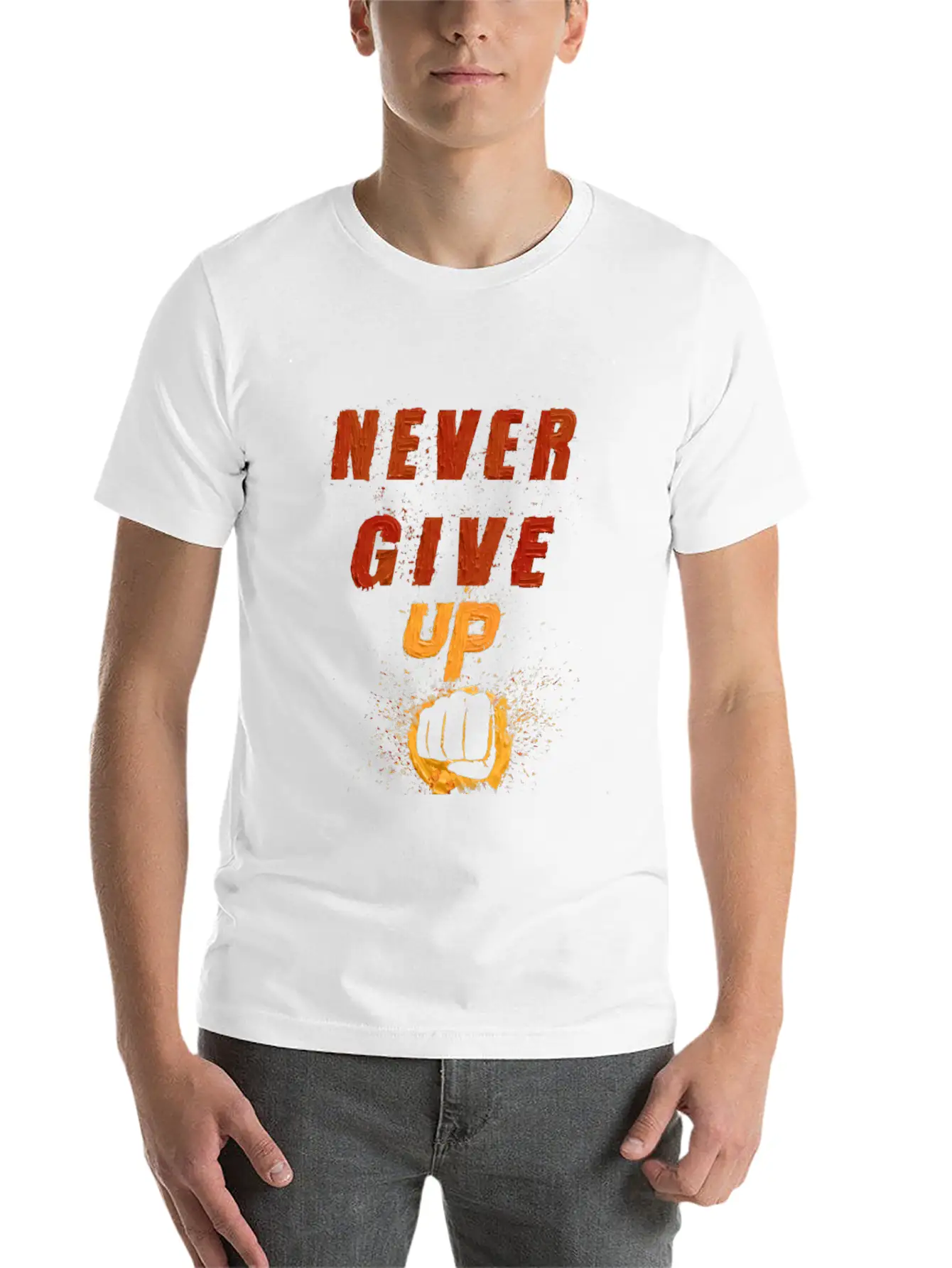 Never Give Up Classic Fit Graphic Tee For Daily Comfort – Unisex Cotton Shirt