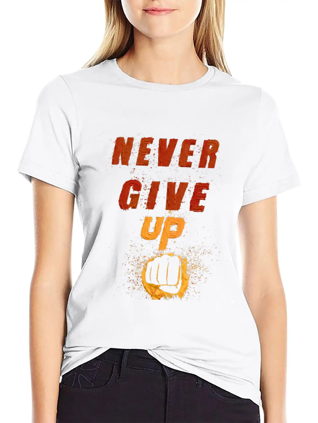 Never Give Up Classic Fit Graphic Tee For Daily Comfort – Unisex Cotton Shirt
