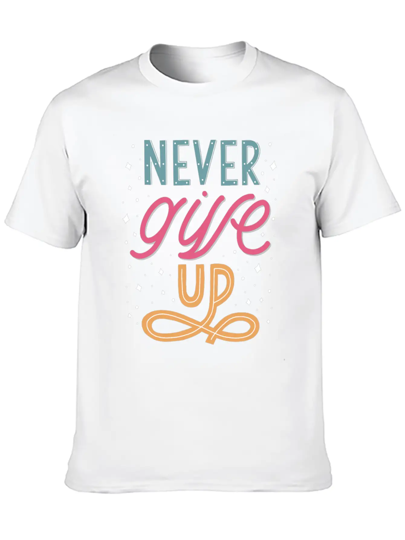 Never Give Up Lettering Doodle Unisex Casual T-Shirt – Clean Design For Daily Comfort