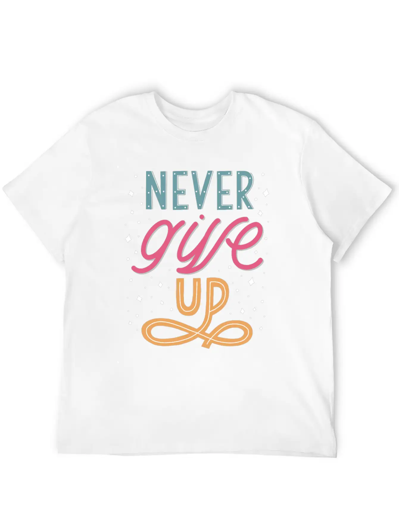 Never Give Up Lettering Doodle Unisex Casual T-Shirt – Clean Design For Daily Comfort