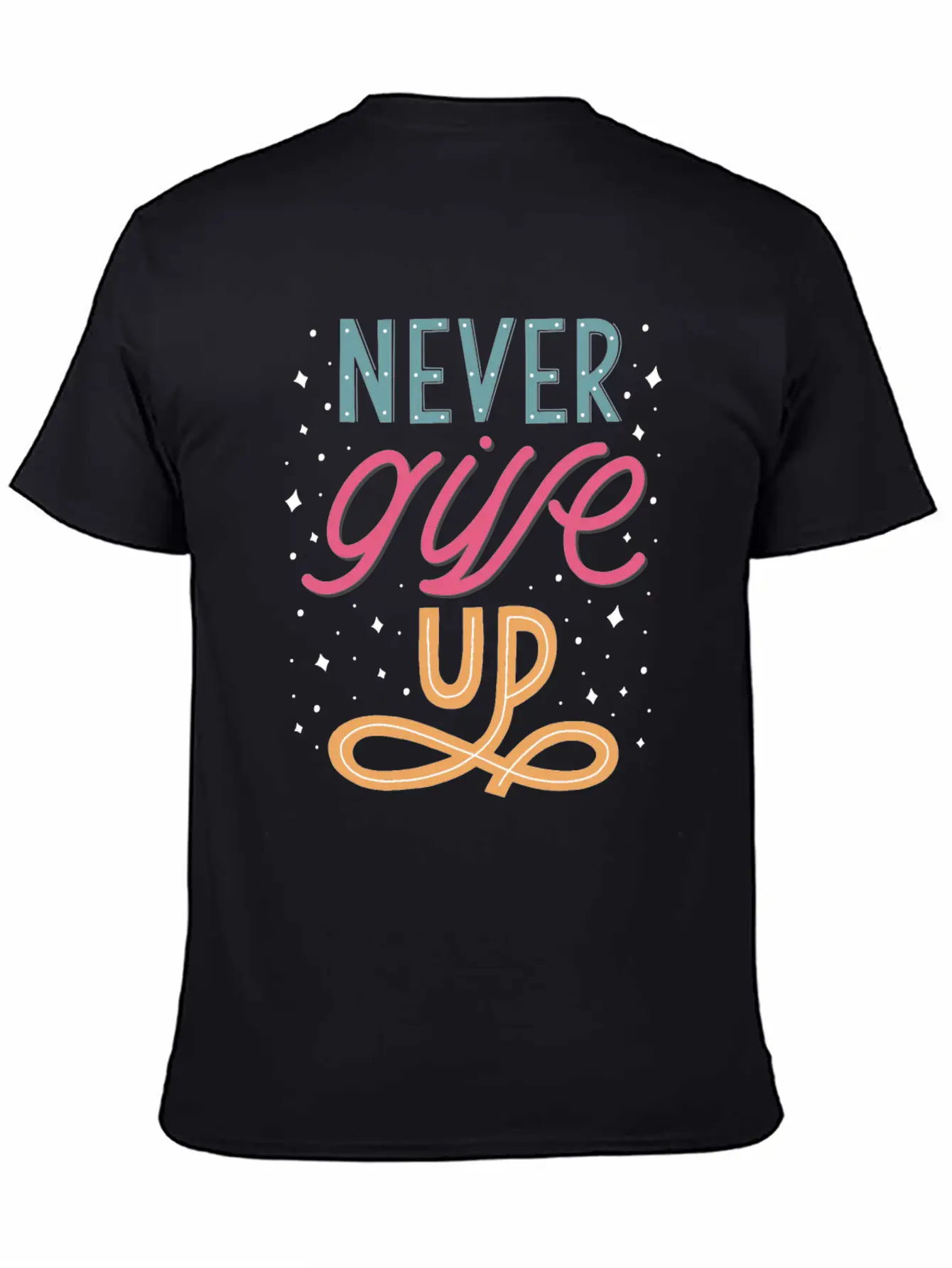 Never Give Up Lettering Doodle Unisex Casual T-Shirt – Clean Design For Daily Comfort