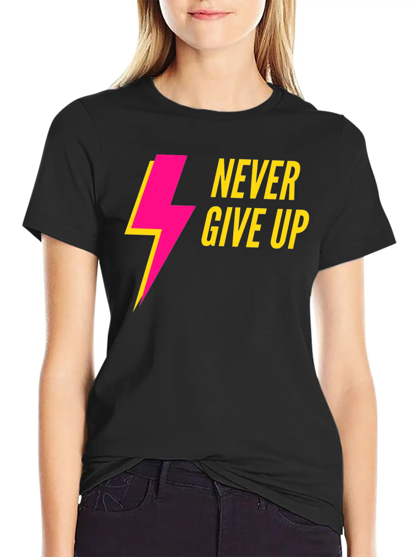 Never Give Up Lightweight Cotton T-Shirt – Daily Comfort Graphic Shirt