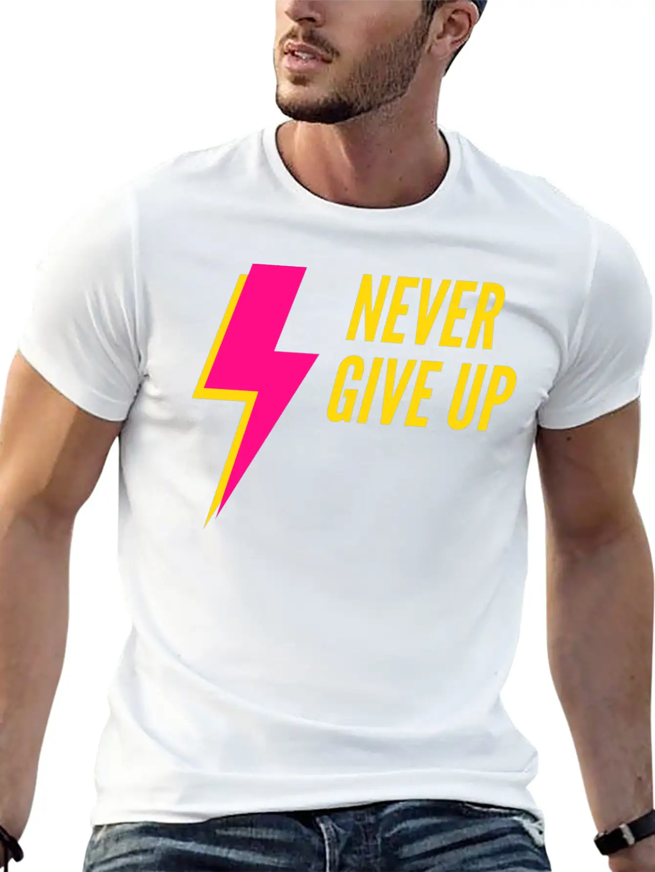 Never Give Up Lightweight Cotton T-Shirt – Daily Comfort Graphic Shirt