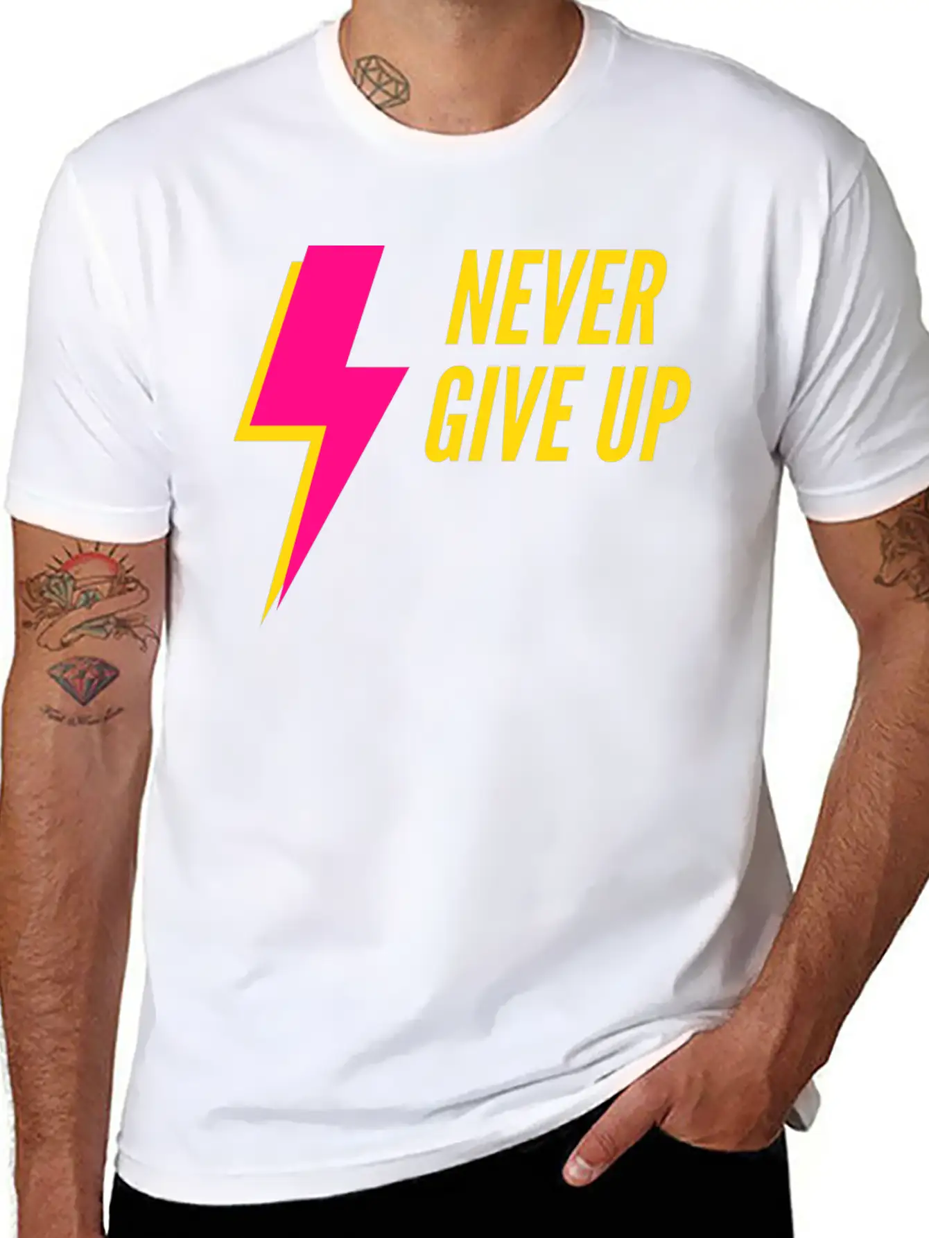 Never Give Up Lightweight Cotton T-Shirt – Daily Comfort Graphic Shirt