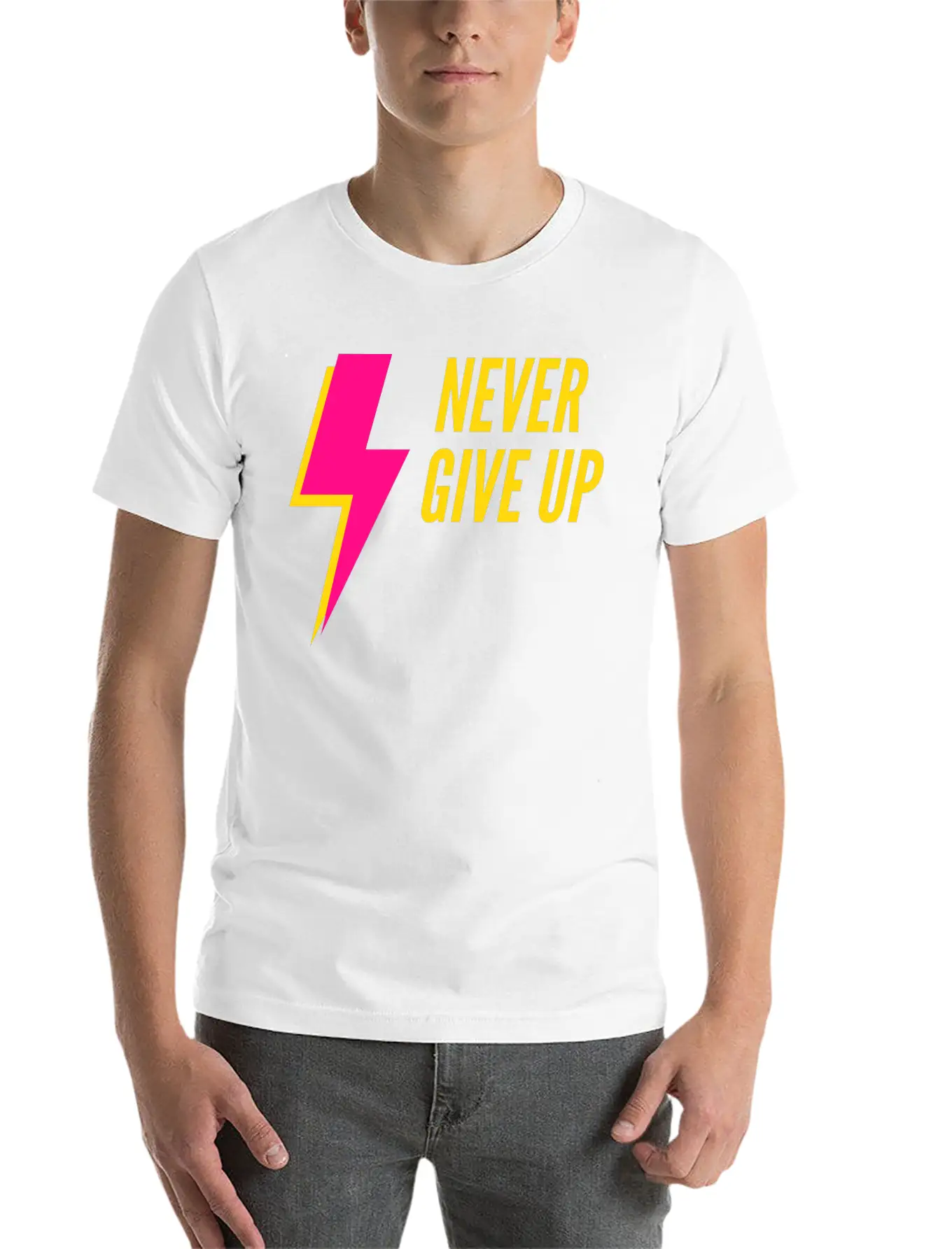 Never Give Up Lightweight Cotton T-Shirt – Daily Comfort Graphic Shirt