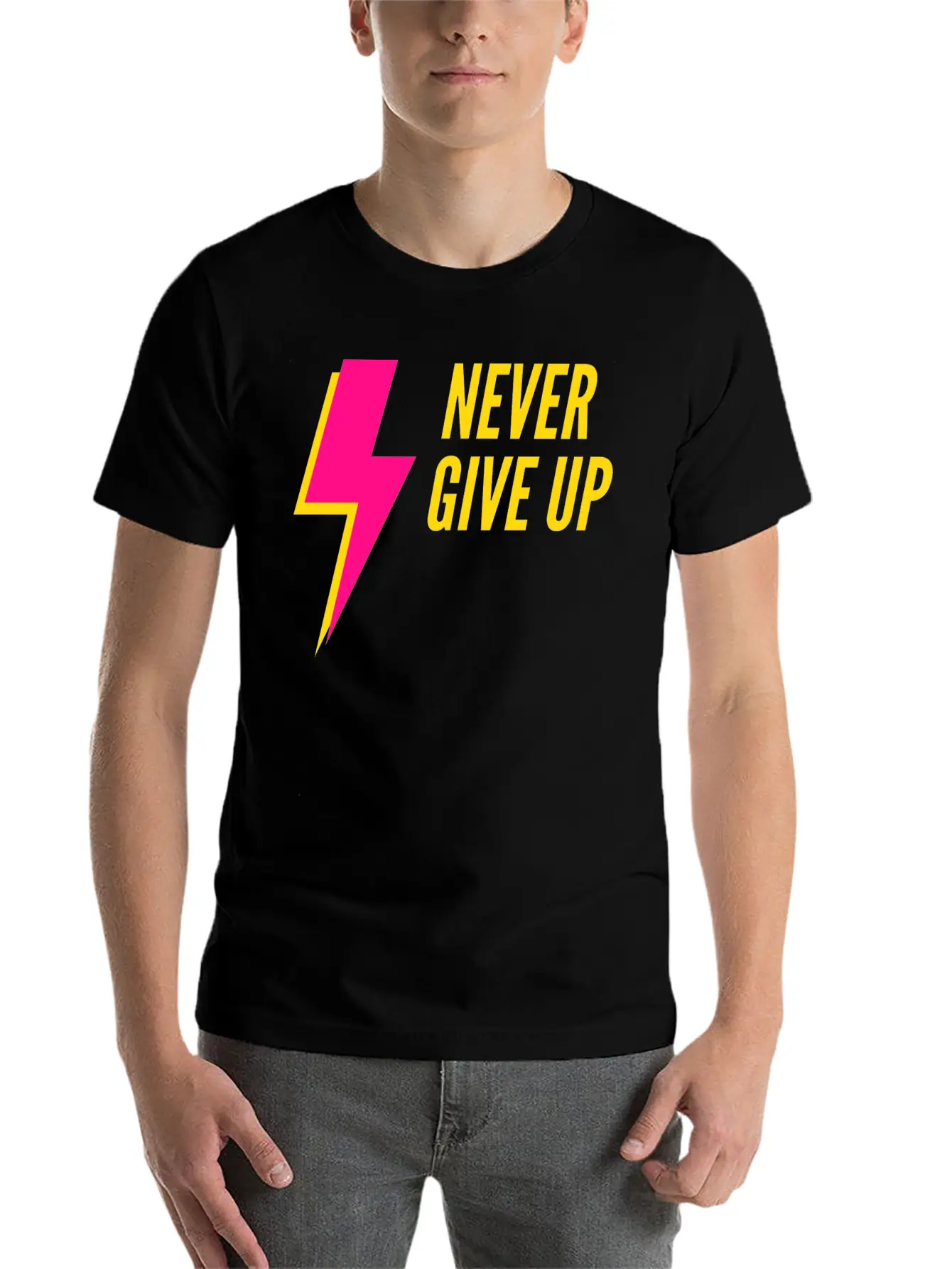 Never Give Up Lightweight Cotton T-Shirt – Daily Comfort Graphic Shirt
