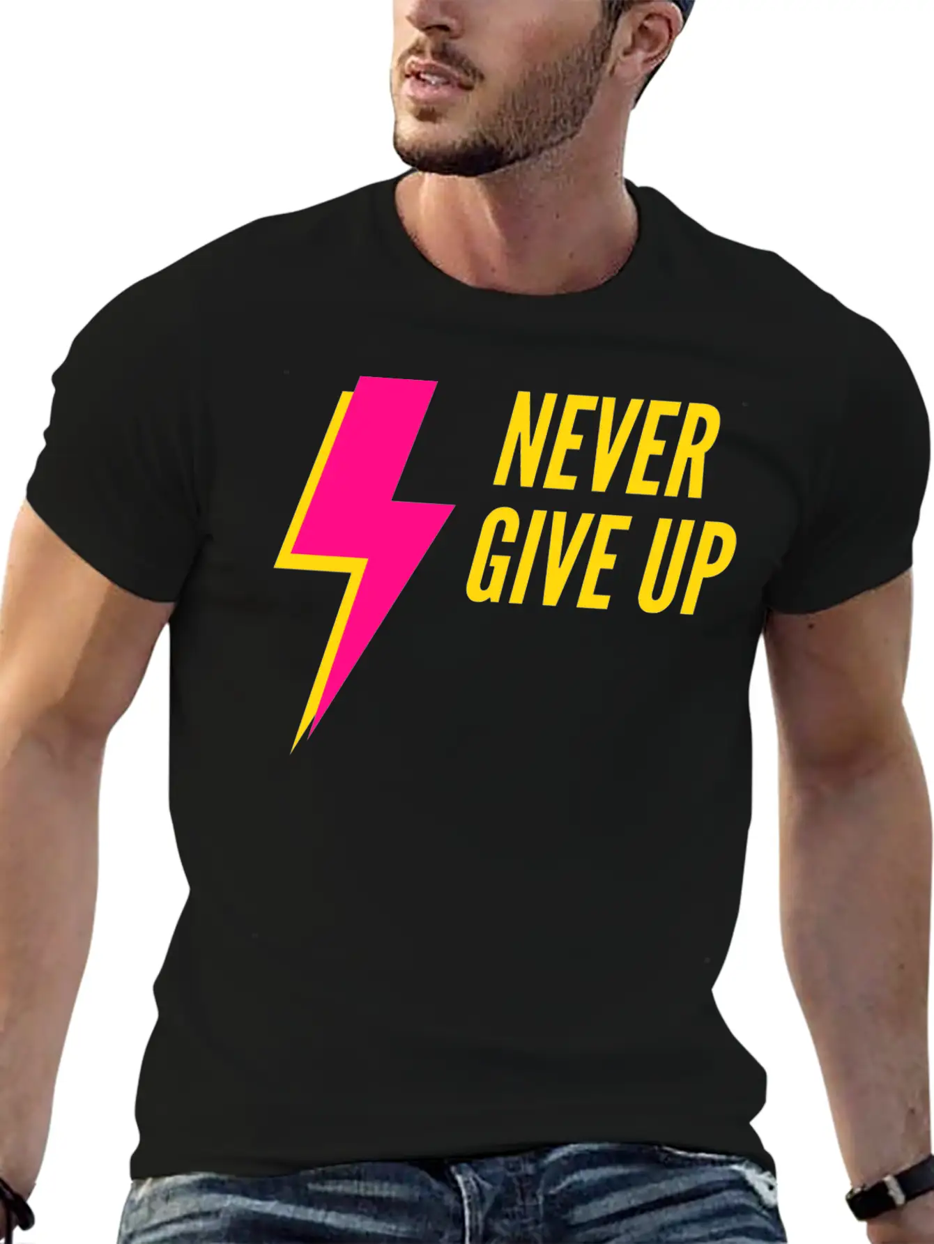 Never Give Up Lightweight Cotton T-Shirt – Daily Comfort Graphic Shirt
