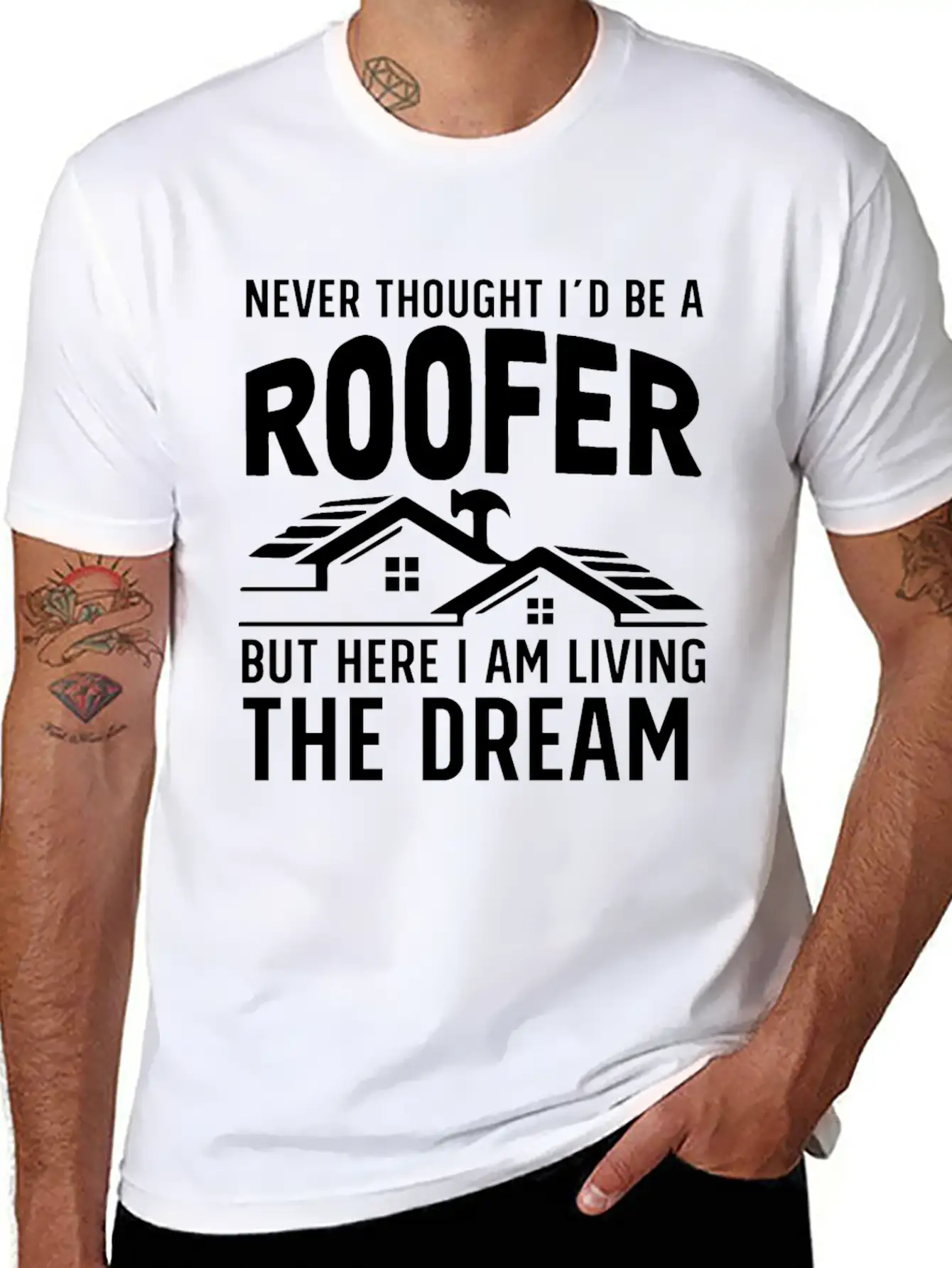 Never Thought I'd Be A Roofer Funny Gift Unisex Casual T-Shirt – Clean Design For Daily Comfort
