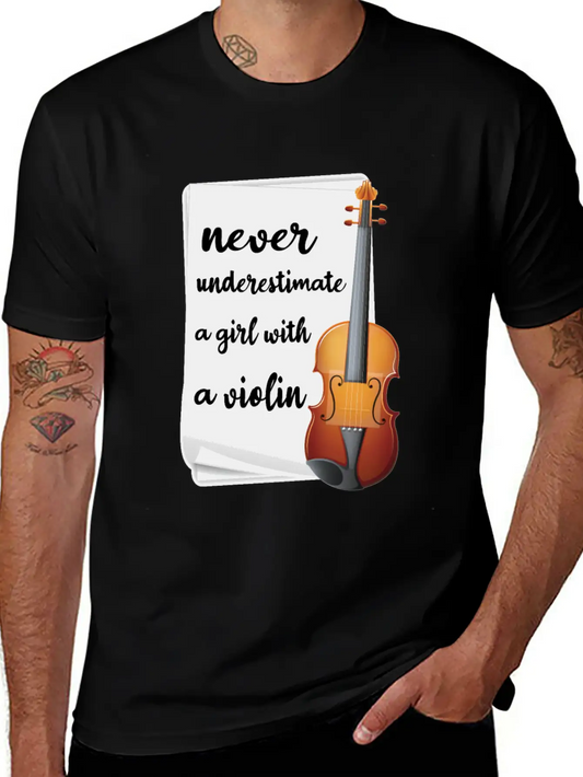 Never Underestimate A Girl With A Violin, Music Modern Fit Casual T-Shirt – Clean And Versatile Design