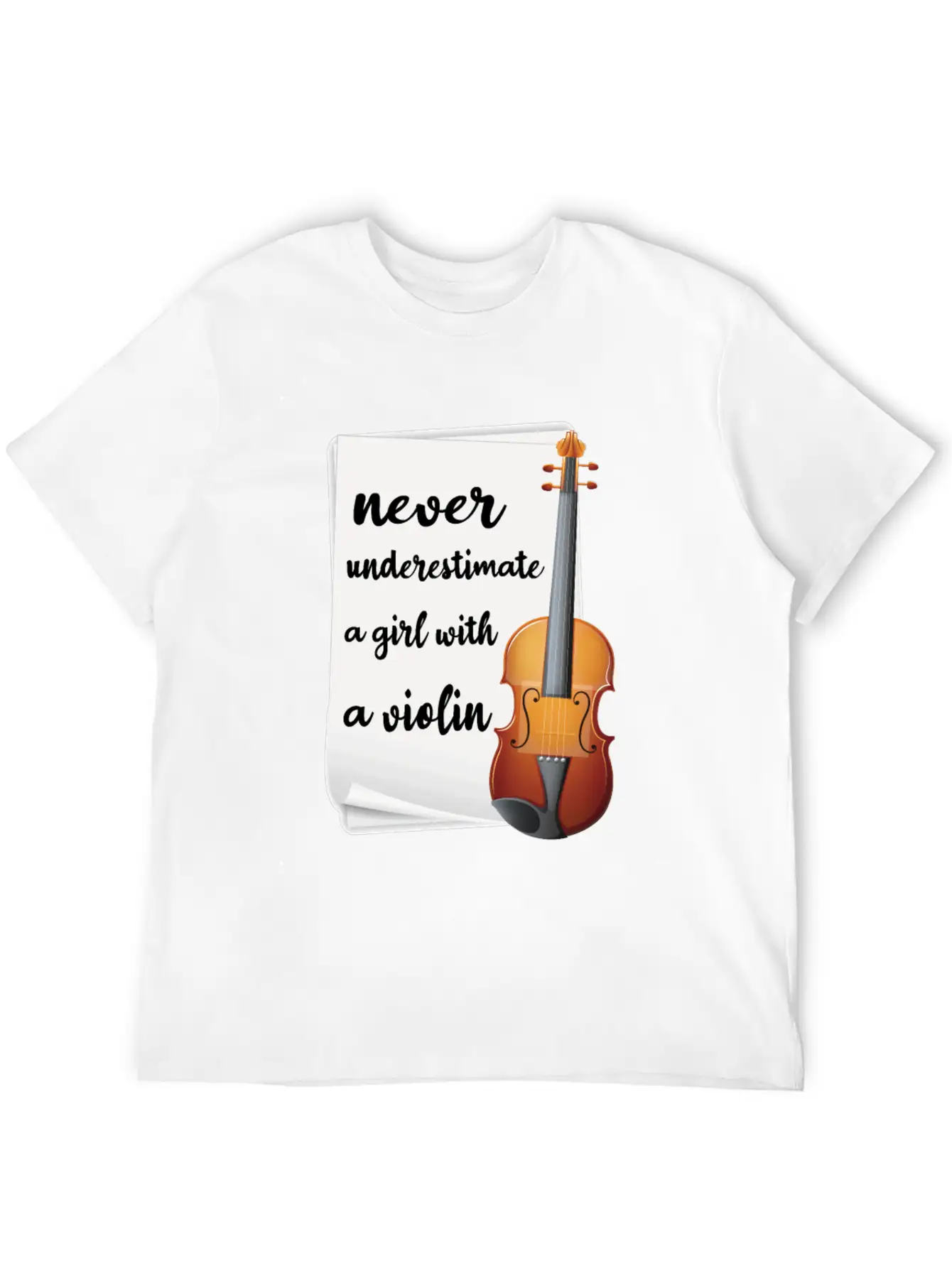 Never Underestimate A Girl With A Violin, Music Modern Fit Casual T-Shirt – Clean And Versatile Design