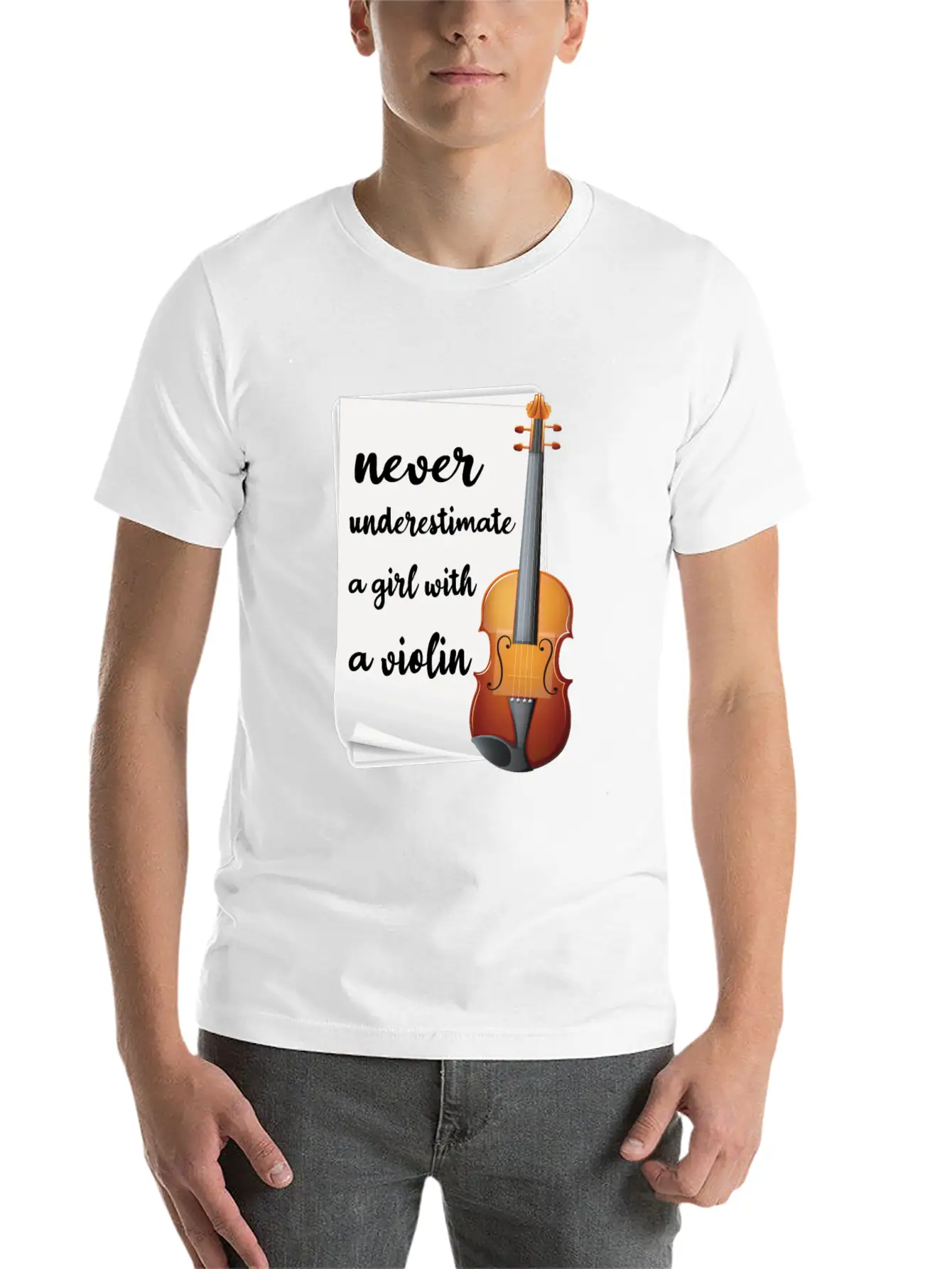 Never Underestimate A Girl With A Violin, Music Modern Fit Casual T-Shirt – Clean And Versatile Design