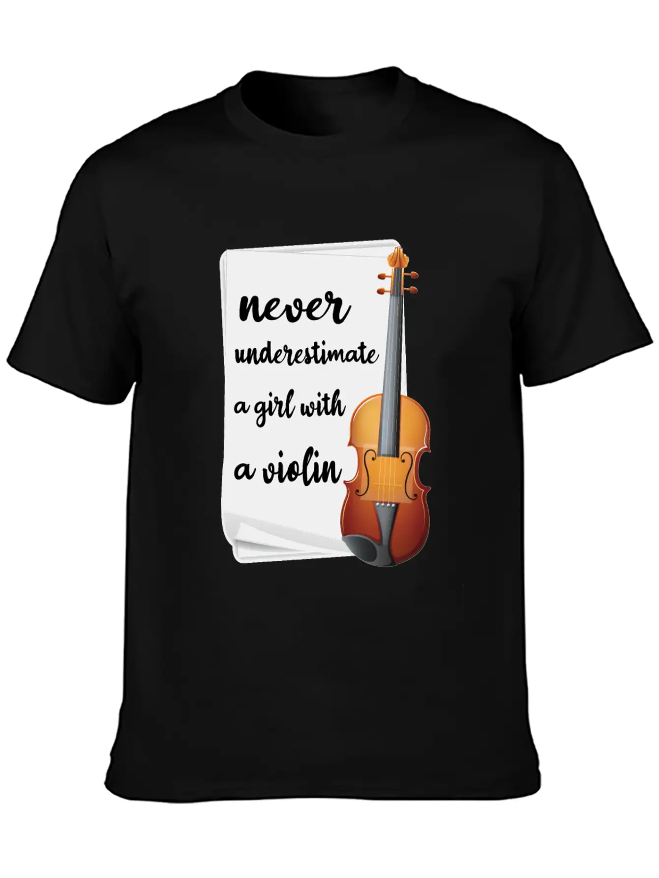 Never Underestimate A Girl With A Violin, Music Modern Fit Casual T-Shirt – Clean And Versatile Design