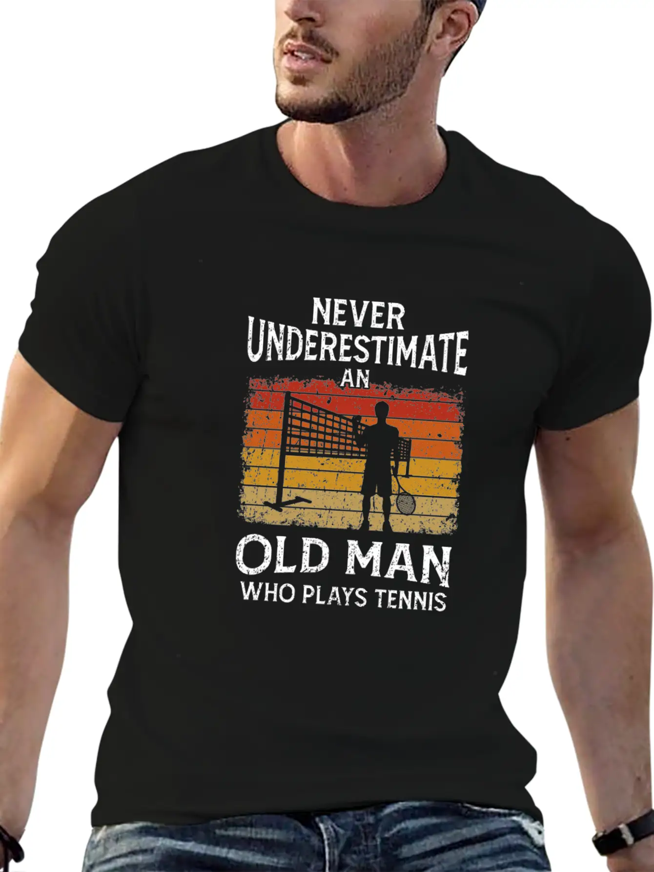 Never Underestimate An Old Man Who Plays Tennis Classic Fit Graphic Tee For Daily Comfort – Unisex Cotton Shirt