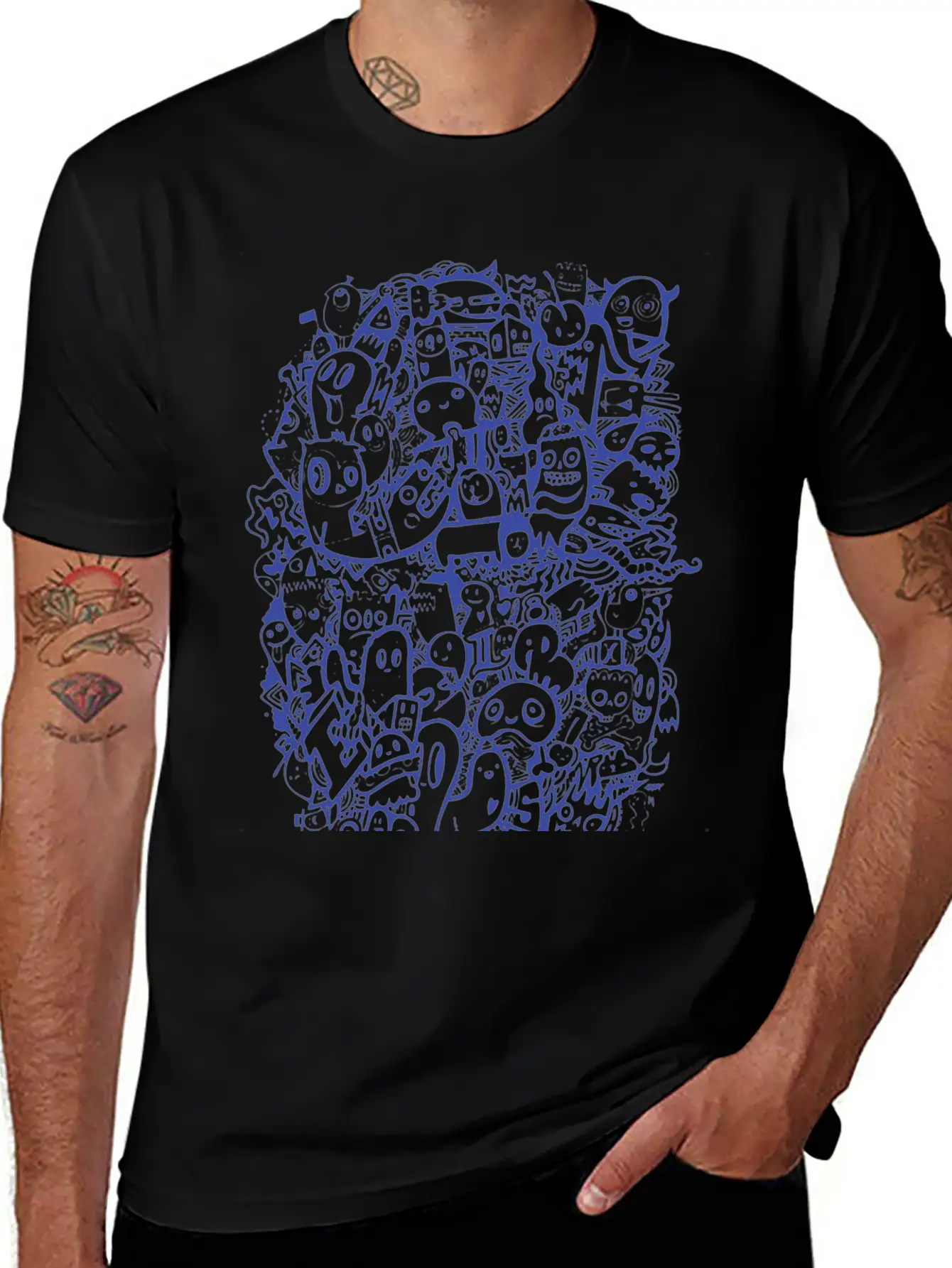 New Design Blue Doodle Best Seller Basic Graphic T-Shirt – Daily Comfort In Soft Cotton