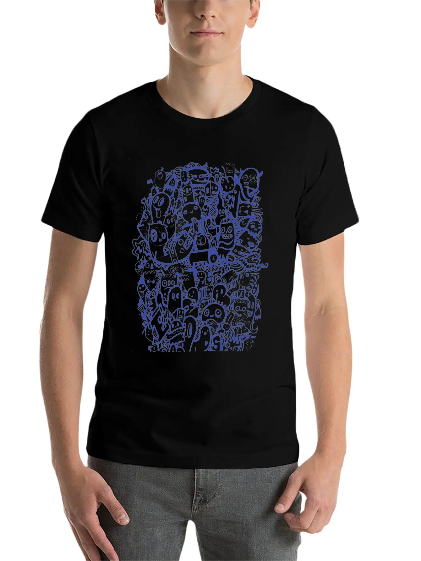 New Design Blue Doodle Best Seller Basic Graphic T-Shirt – Daily Comfort In Soft Cotton