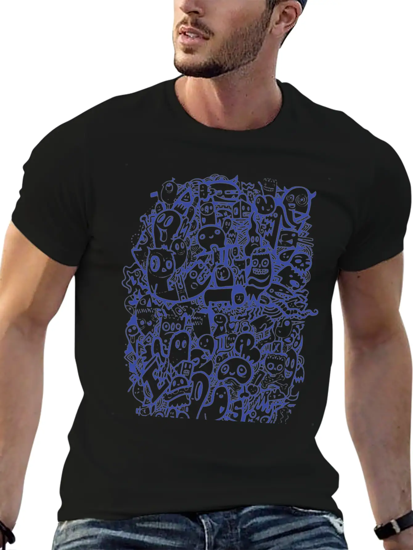 New Design Blue Doodle Best Seller Basic Graphic T-Shirt – Daily Comfort In Soft Cotton