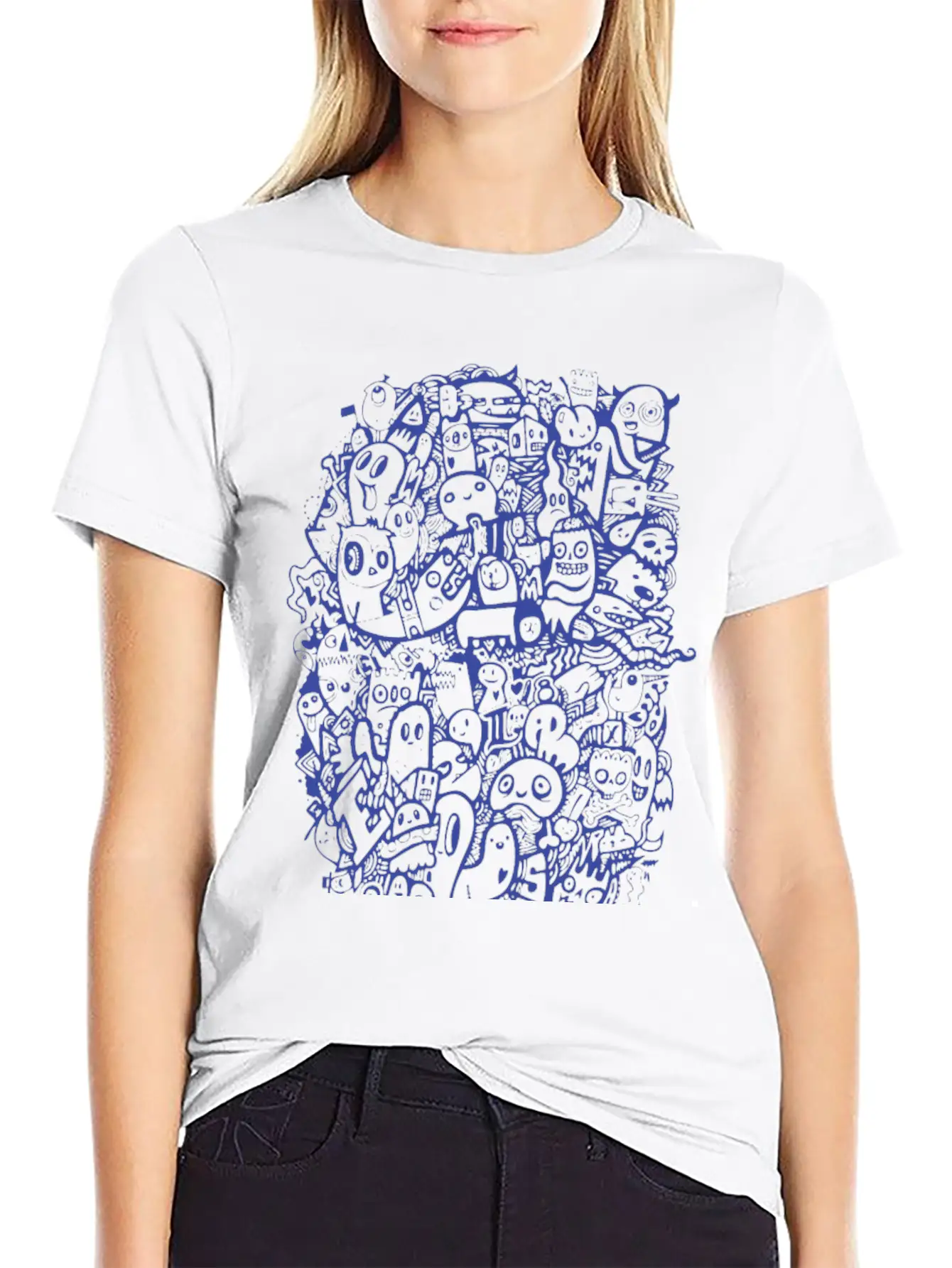 New Design Blue Doodle Best Seller Basic Graphic T-Shirt – Daily Comfort In Soft Cotton