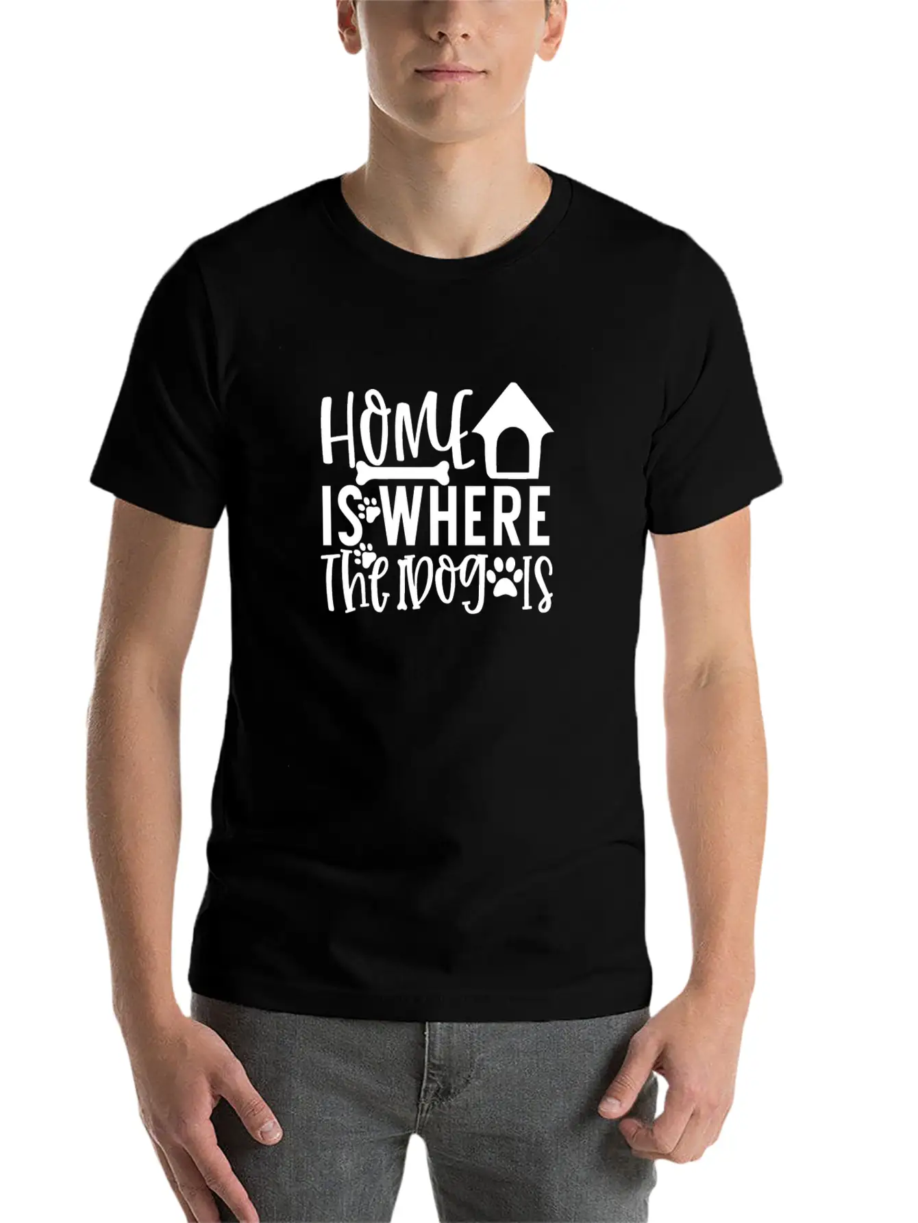 New Dog Home Is Where The Dog Is Essential Cotton Tee For Daily Outfits – Unisex Style
