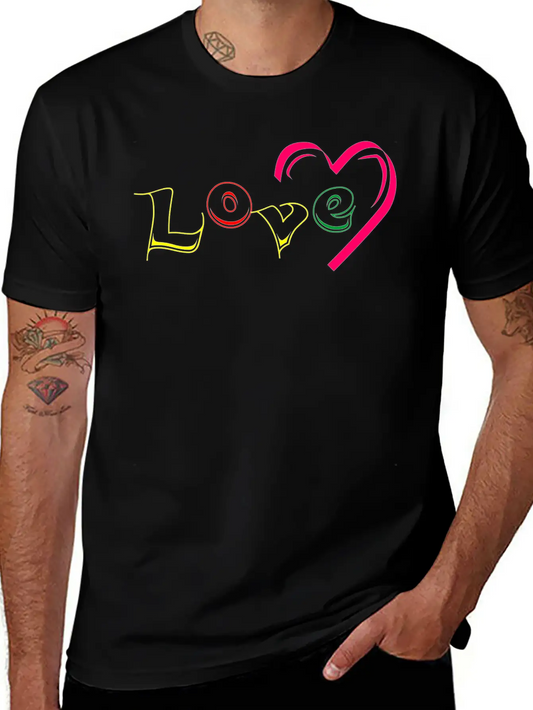 New T-shirt Love Writing With Love Ornamen Essential Cotton Tee For Daily Outfits – Unisex Style
