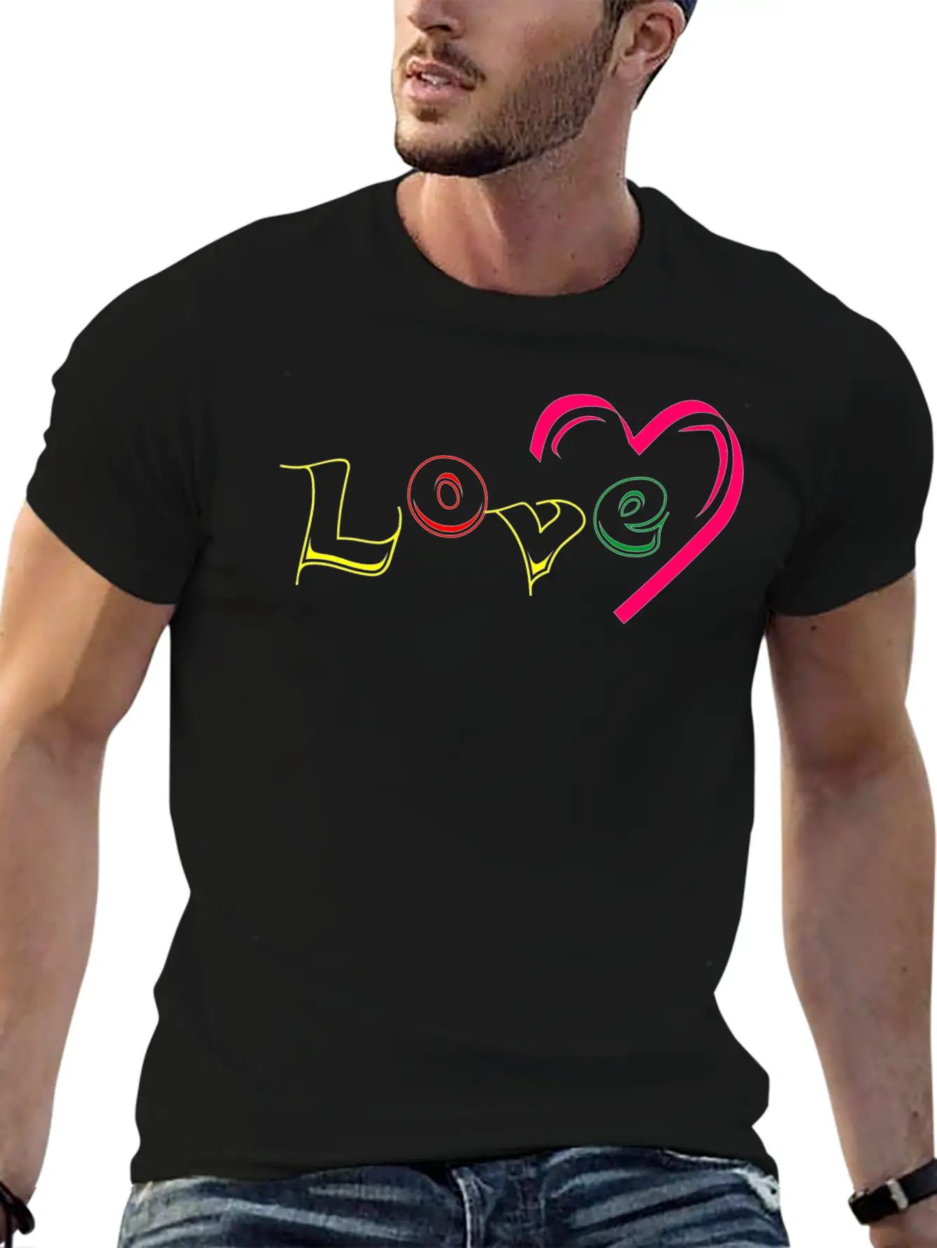 New T-shirt Love Writing With Love Ornamen Essential Cotton Tee For Daily Outfits – Unisex Style