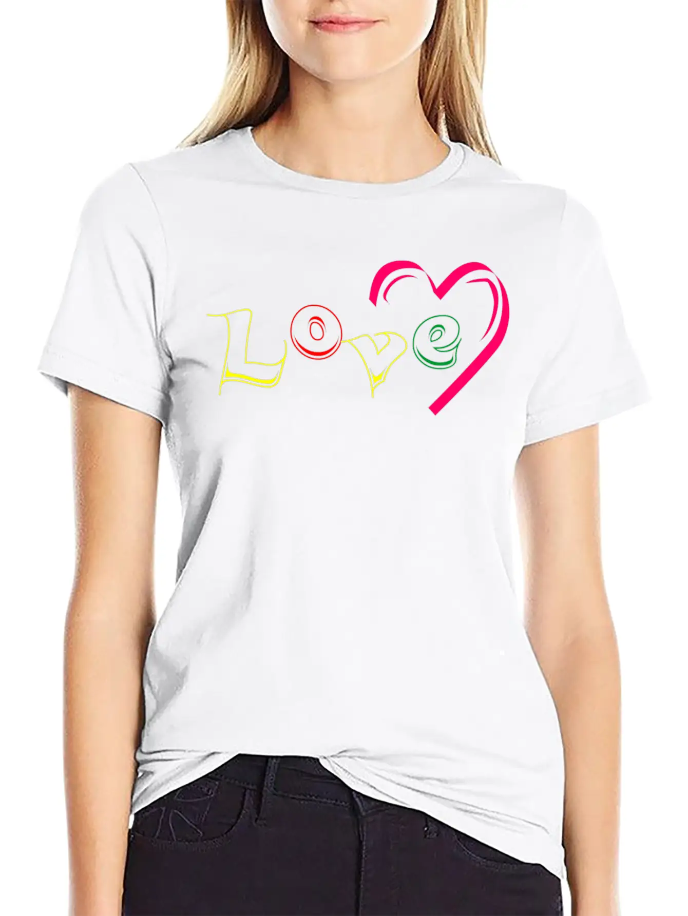 New T-shirt Love Writing With Love Ornamen Essential Cotton Tee For Daily Outfits – Unisex Style